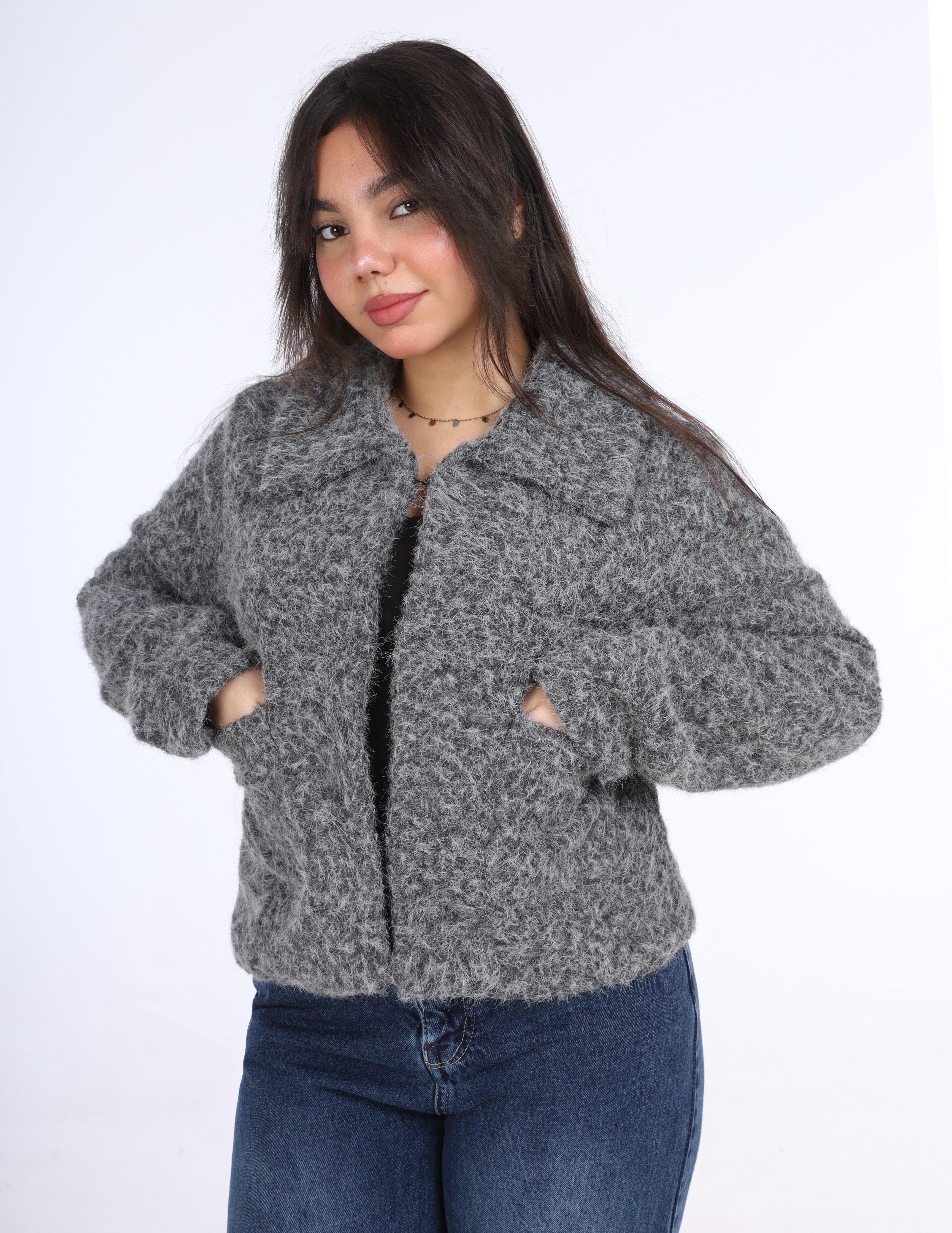 Cropped Textured Wool Jacket w1626238