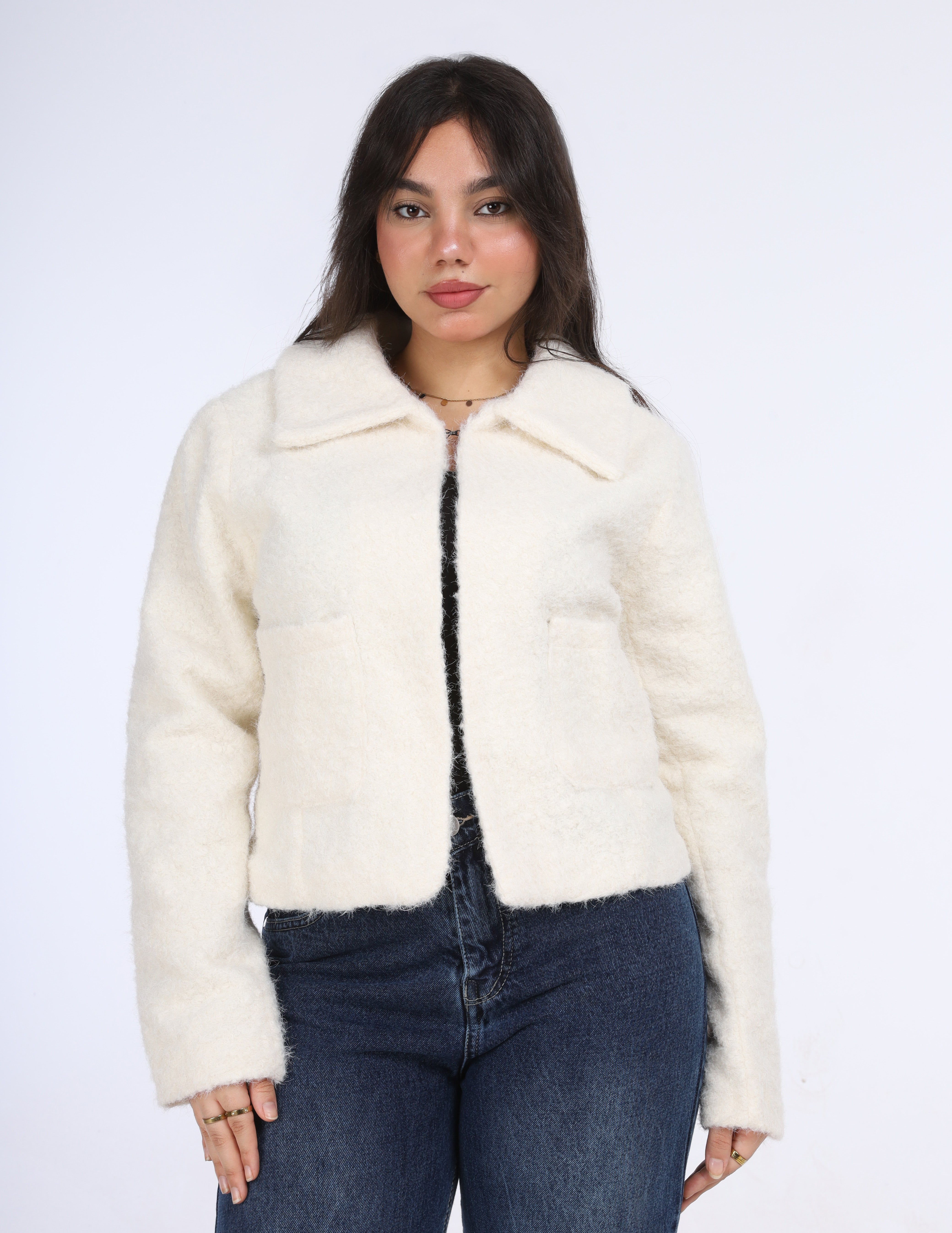 Cropped Textured Wool Jacket w1626238