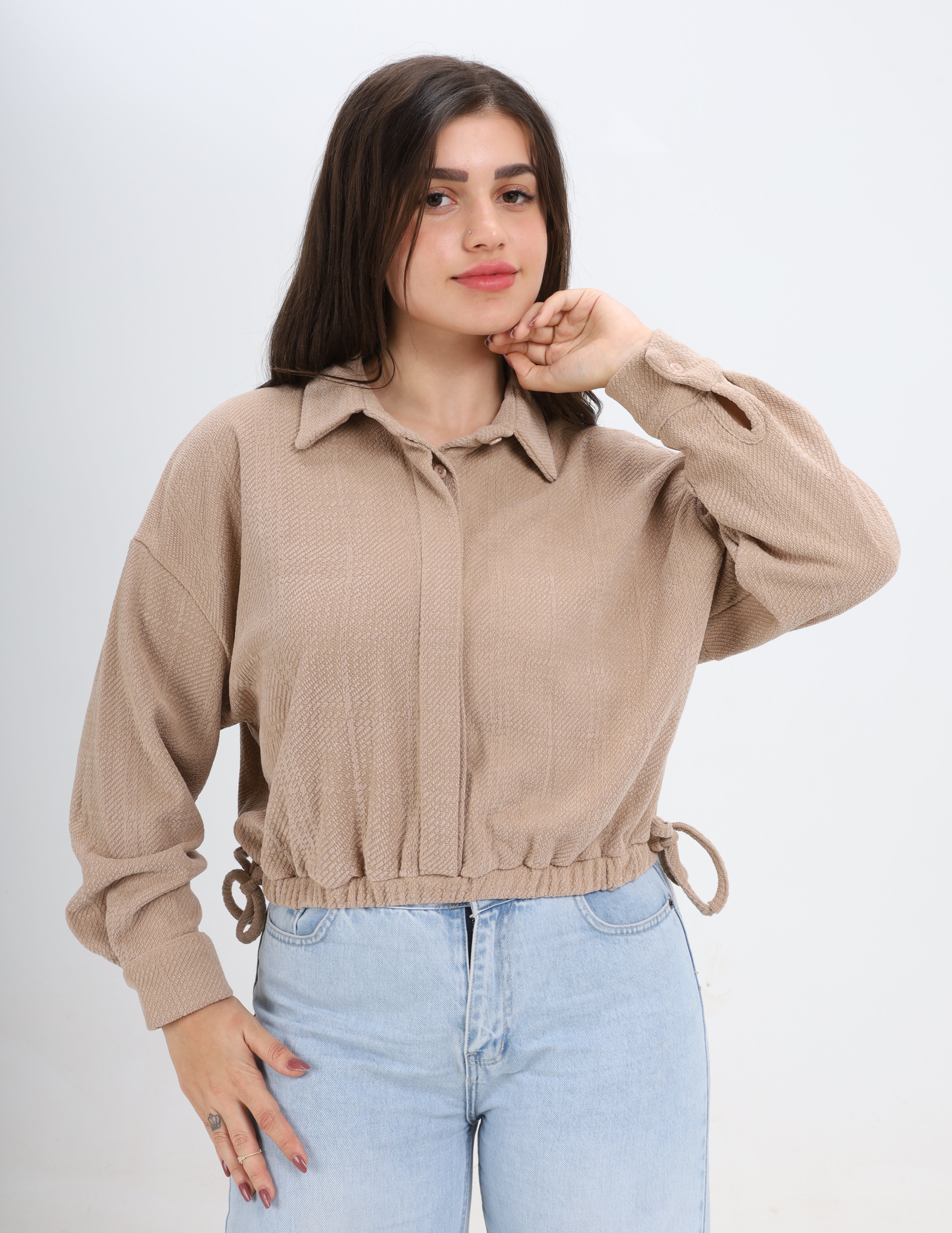 Casual Drawstring Shirt w1626257
