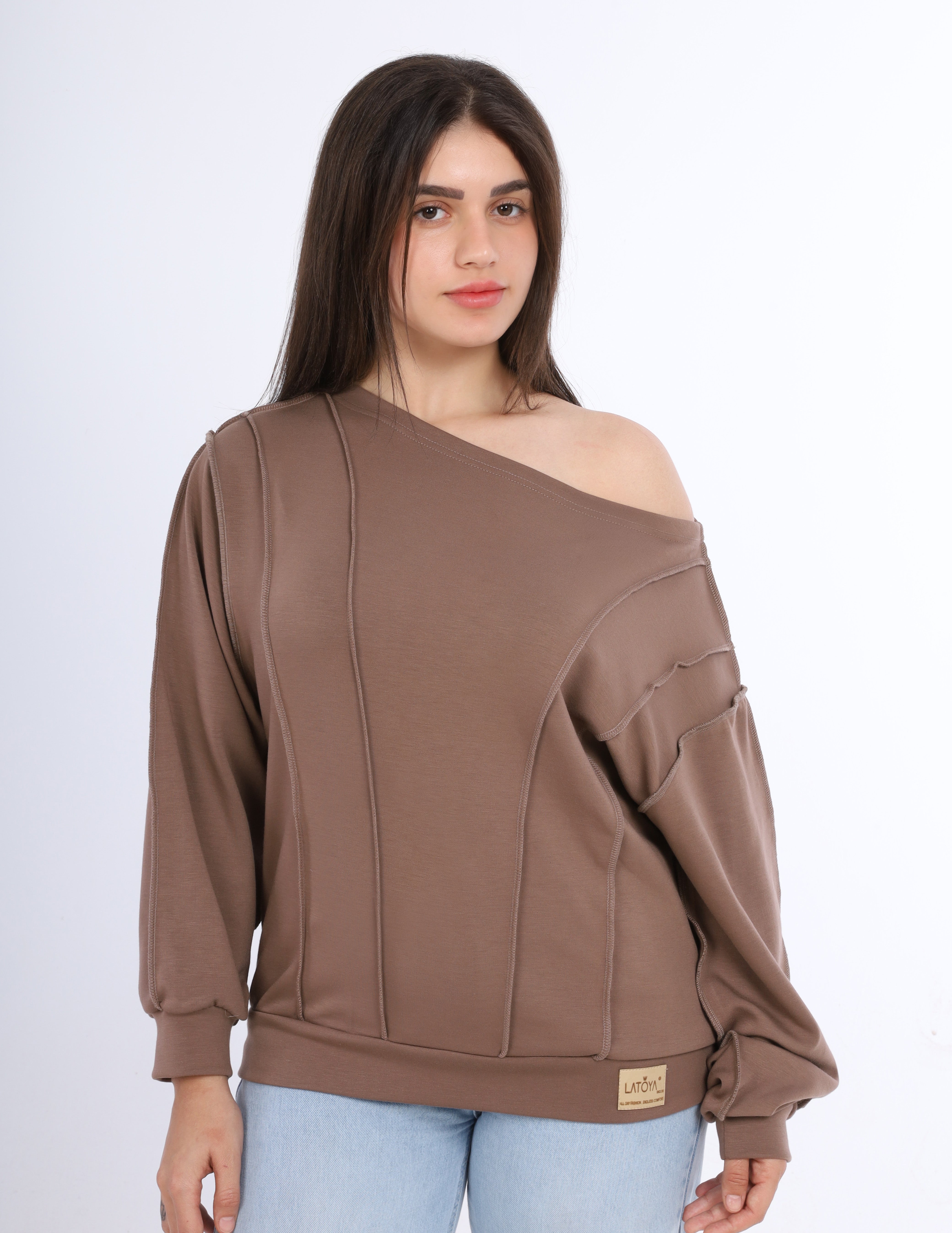 Stylish off-shoulder sweatshirt w16267