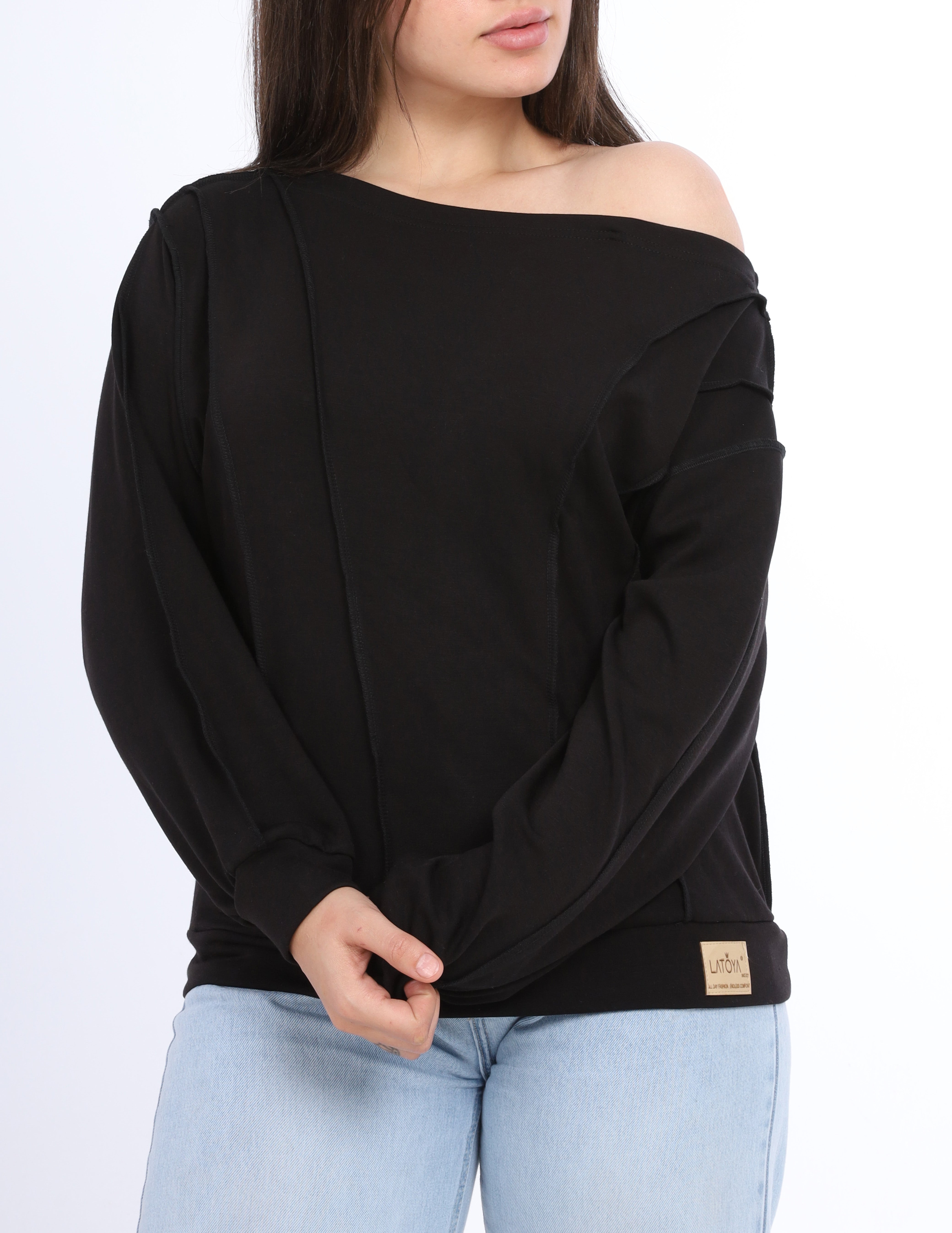 Stylish off-shoulder sweatshirt w16267