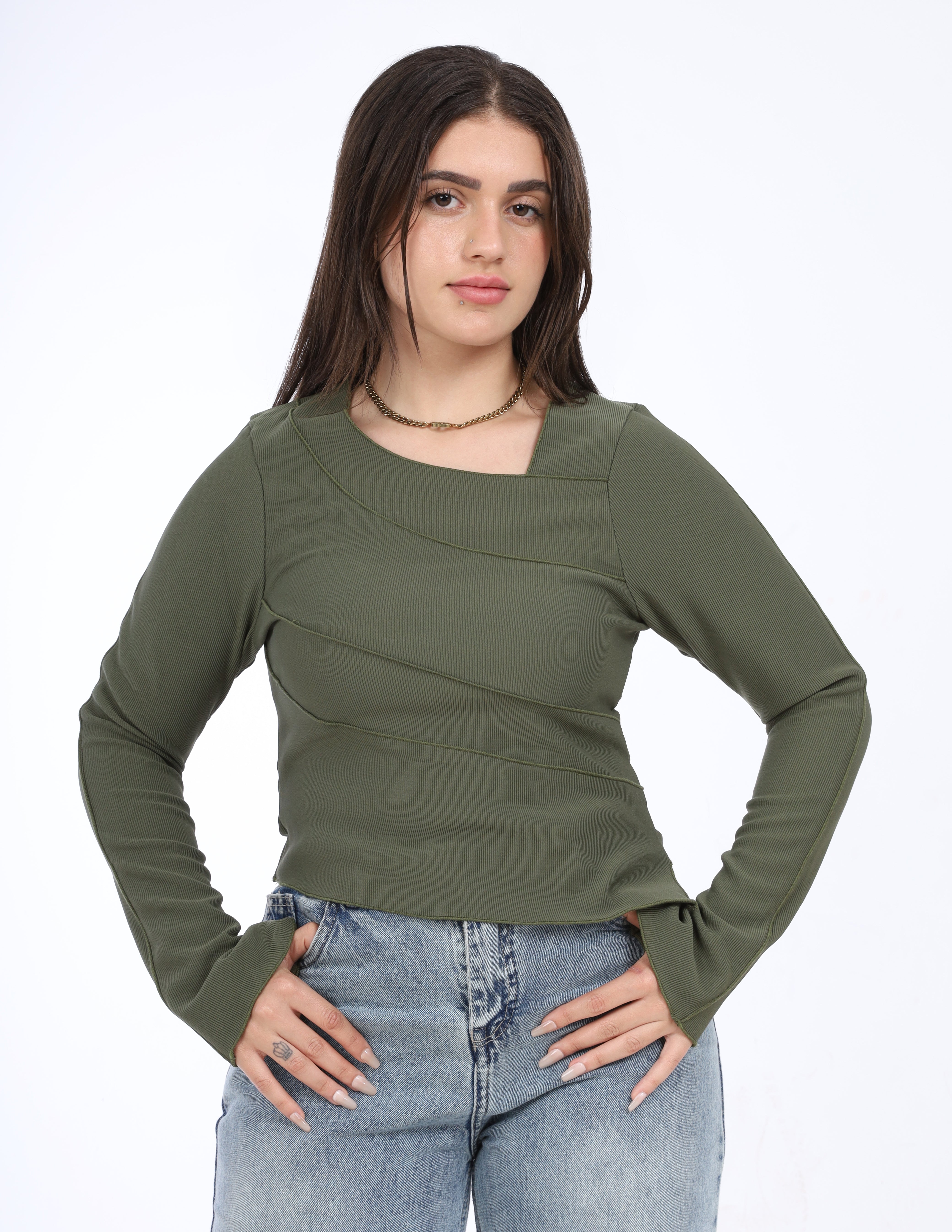 Asymmetrical Ribbed Top w16268