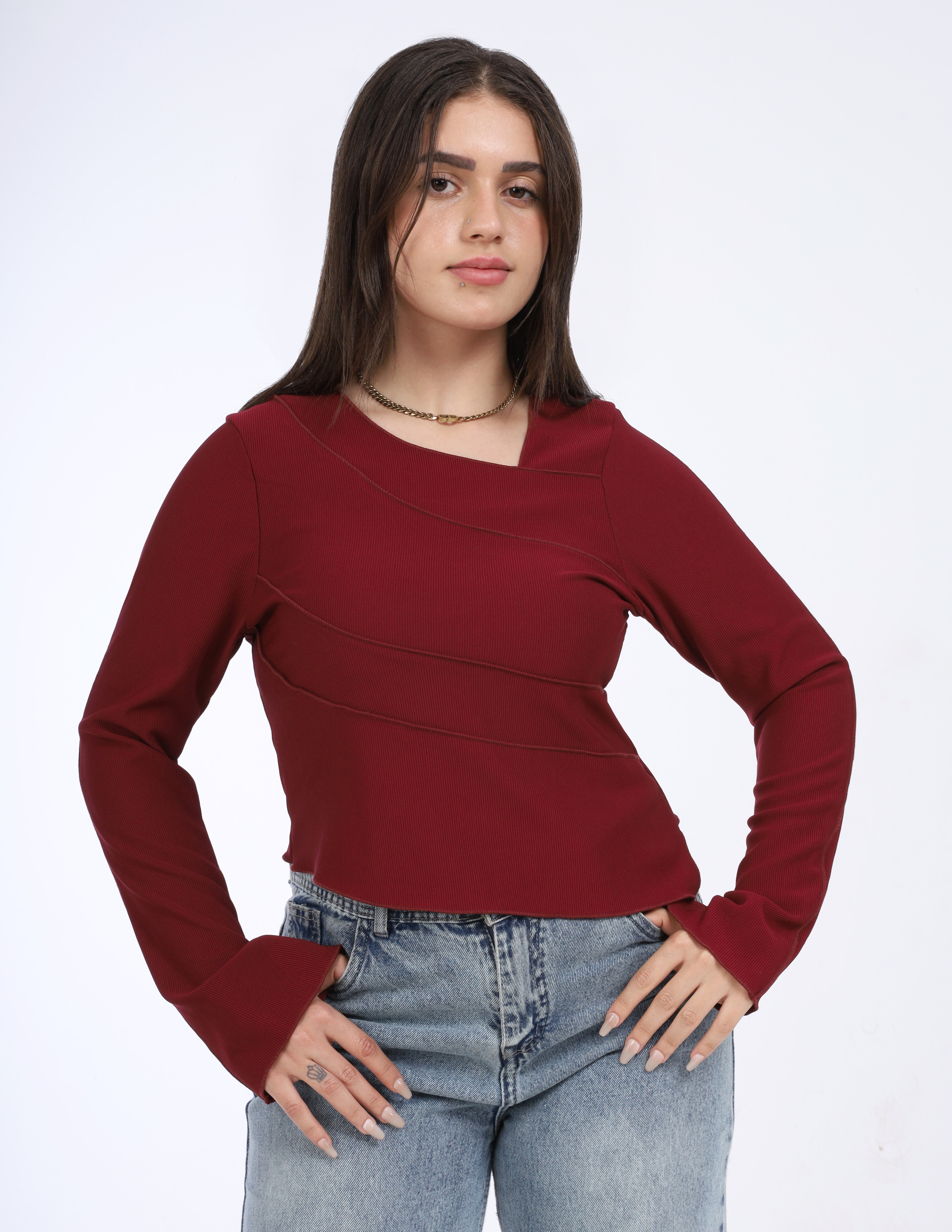 Asymmetrical Ribbed Top w16268