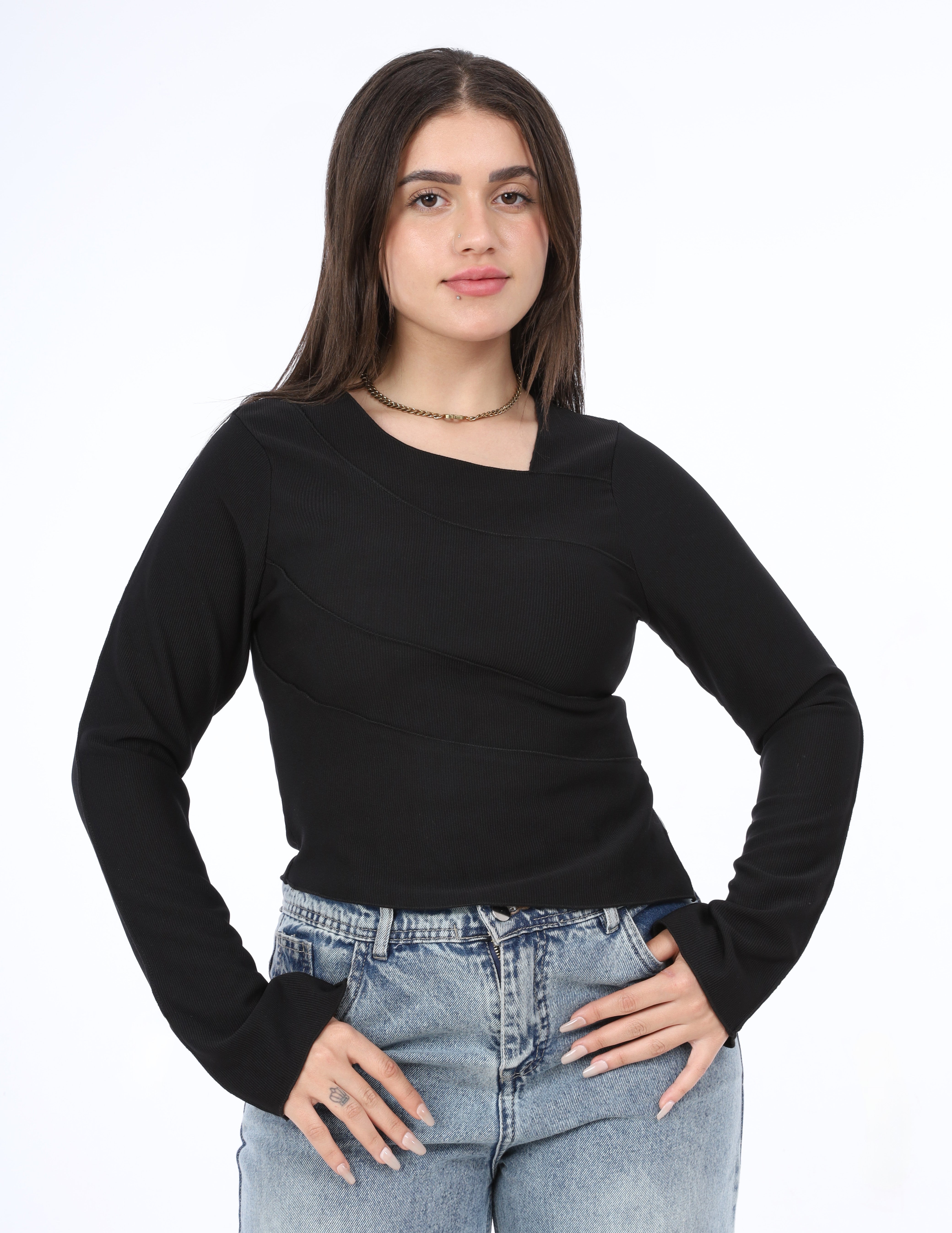 Asymmetrical Ribbed Top w16268