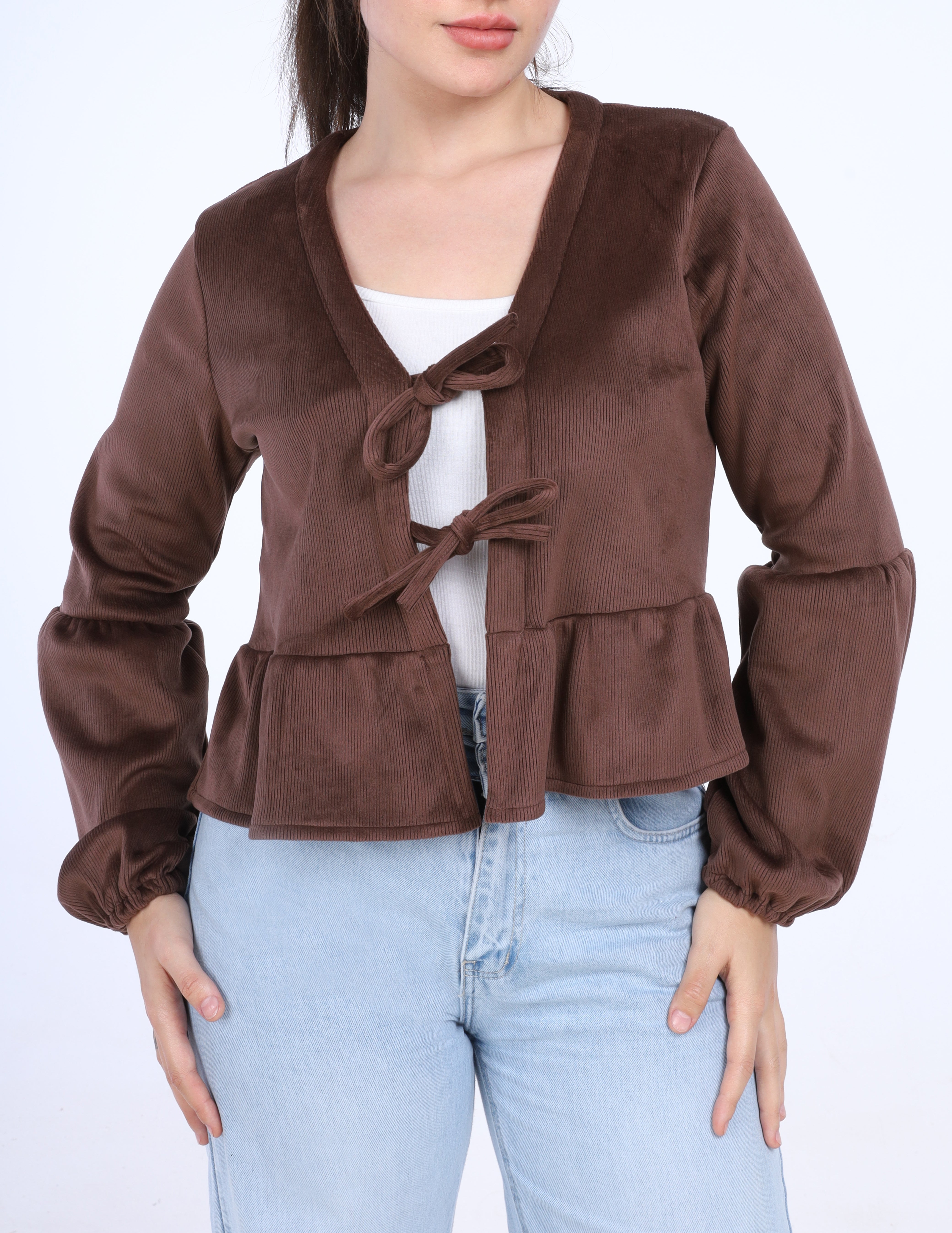 Tie-Front Peplum Blouse w1627199