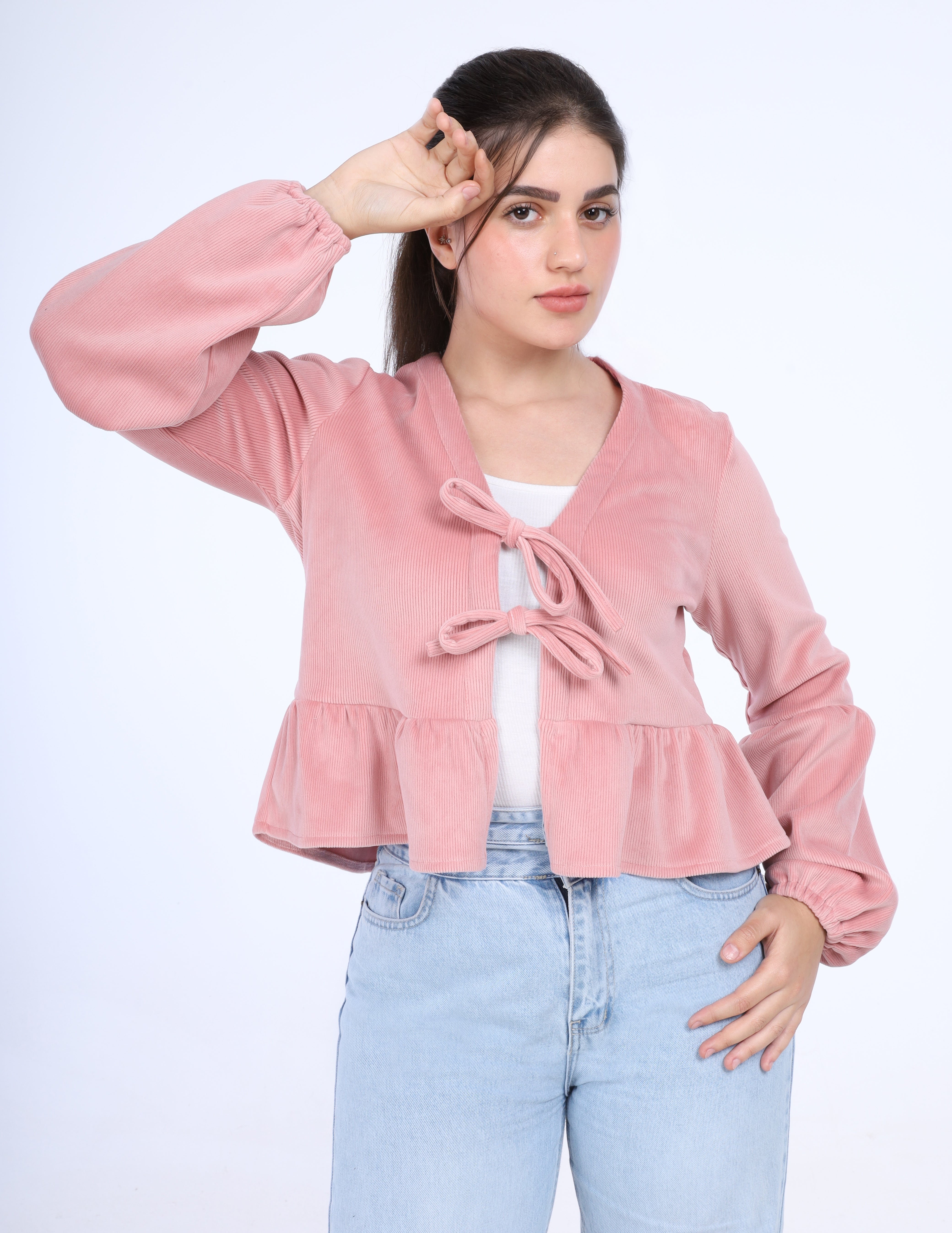 Tie-Front Peplum Blouse w1627199