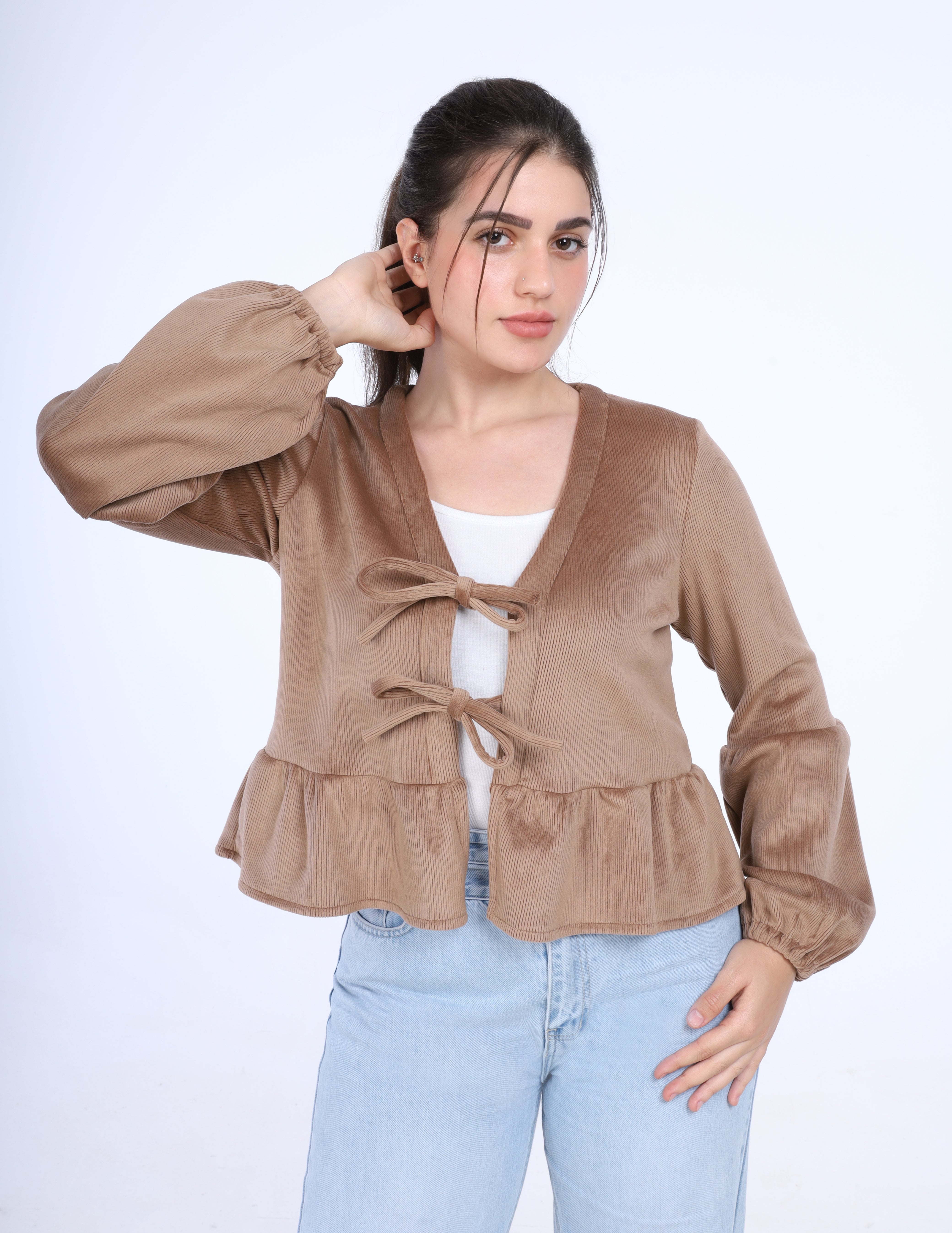 Tie-Front Peplum Blouse w1627199