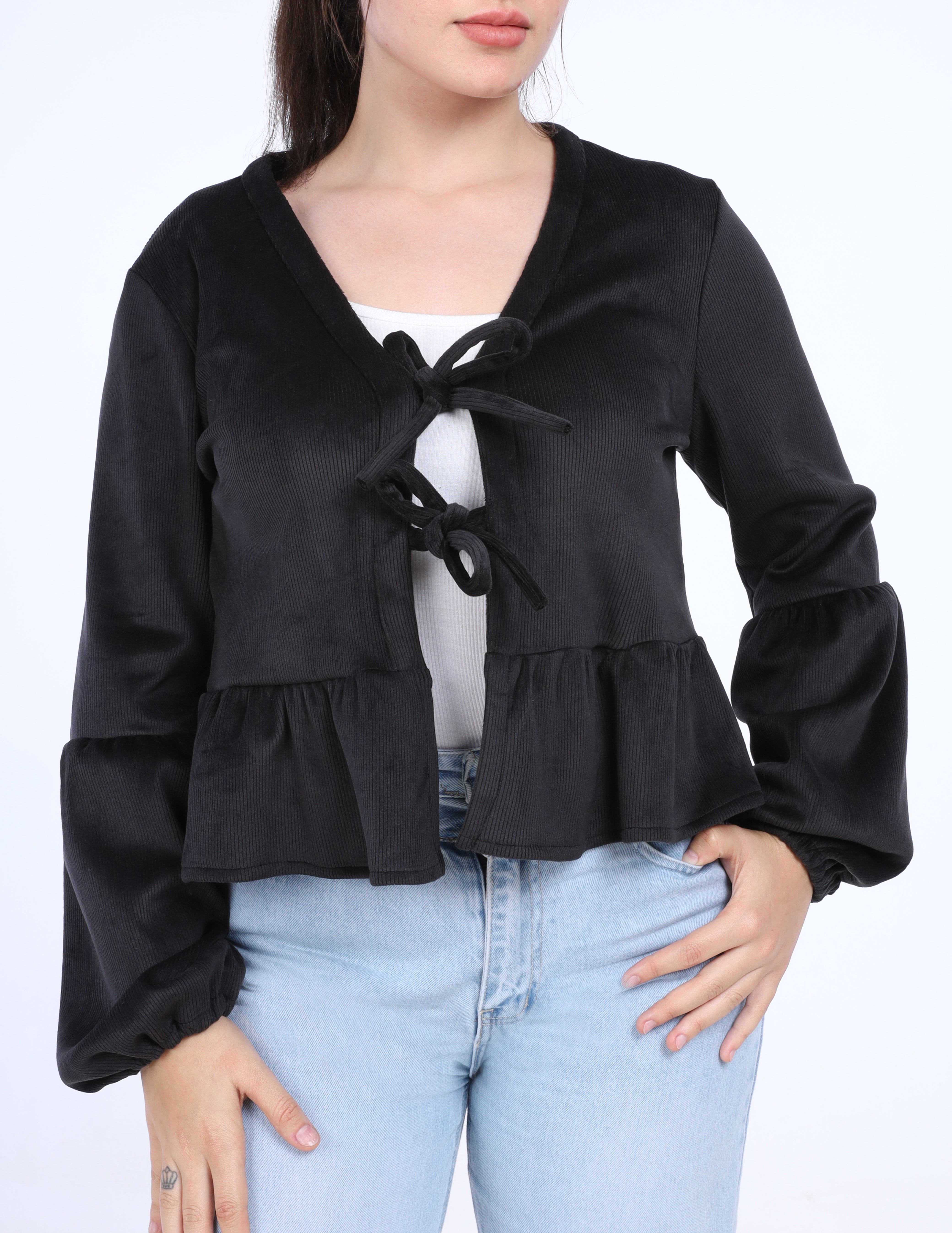 Tie-Front Peplum Blouse w1627199