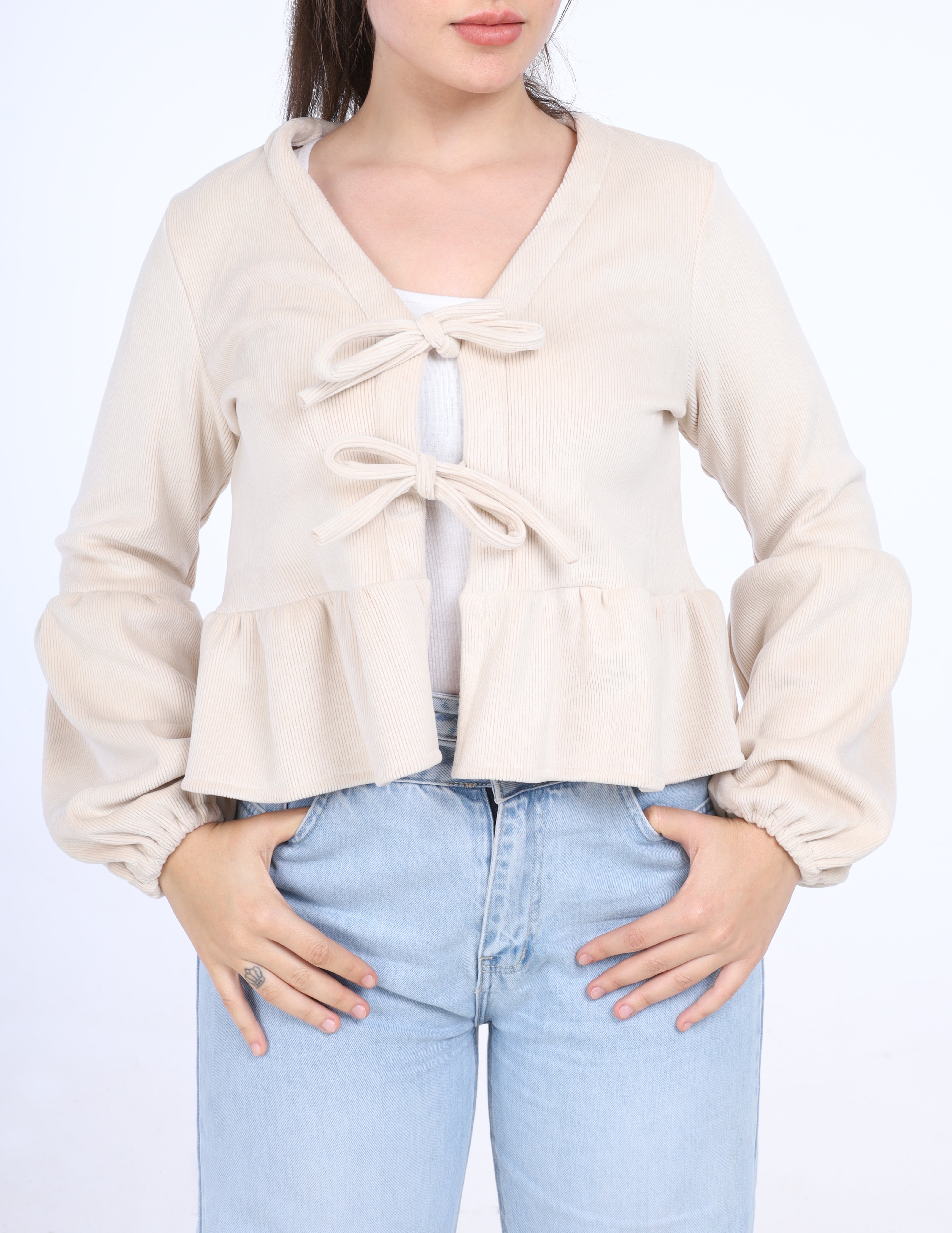 Tie-Front Peplum Blouse w1627199
