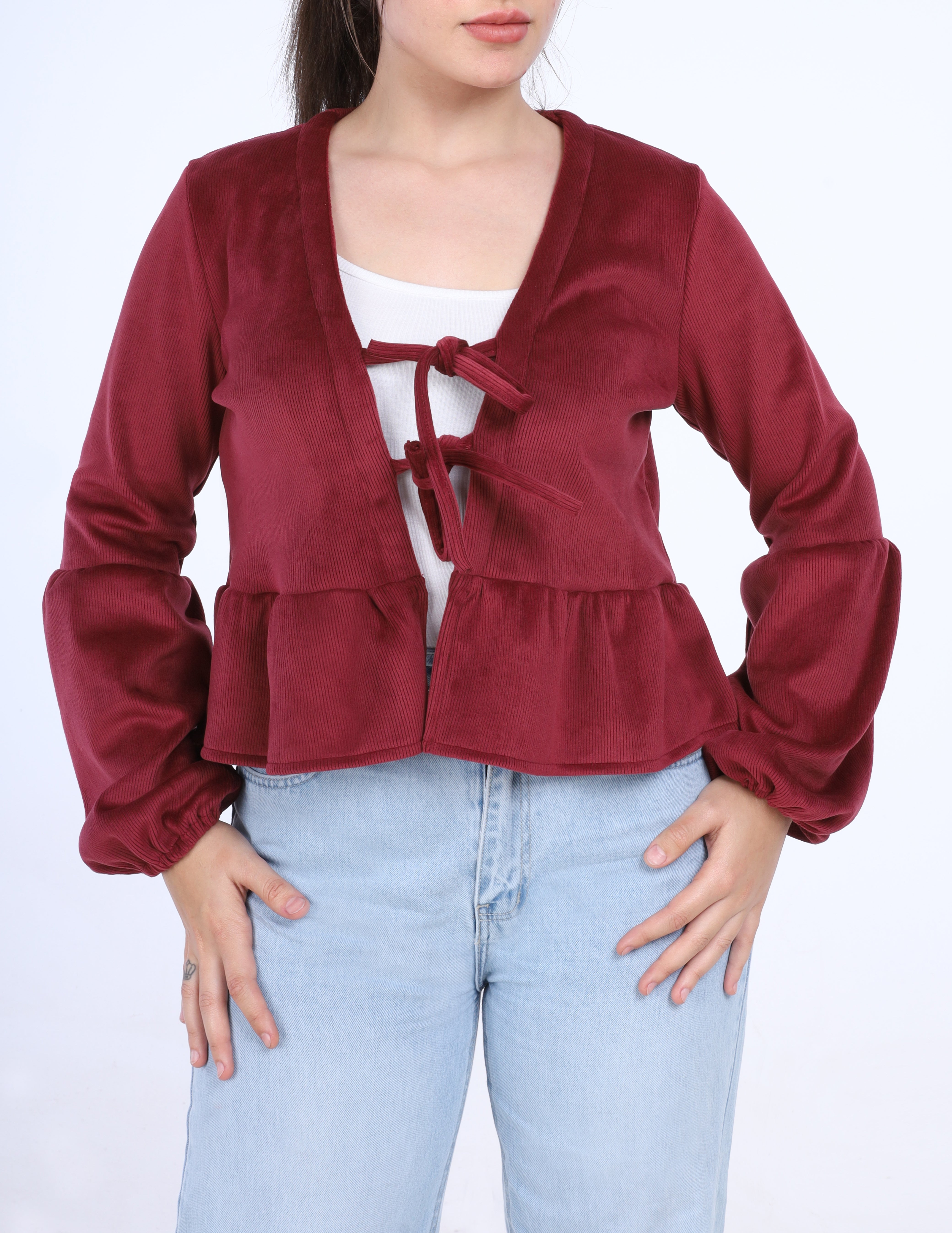 Tie-Front Peplum Blouse w1627199