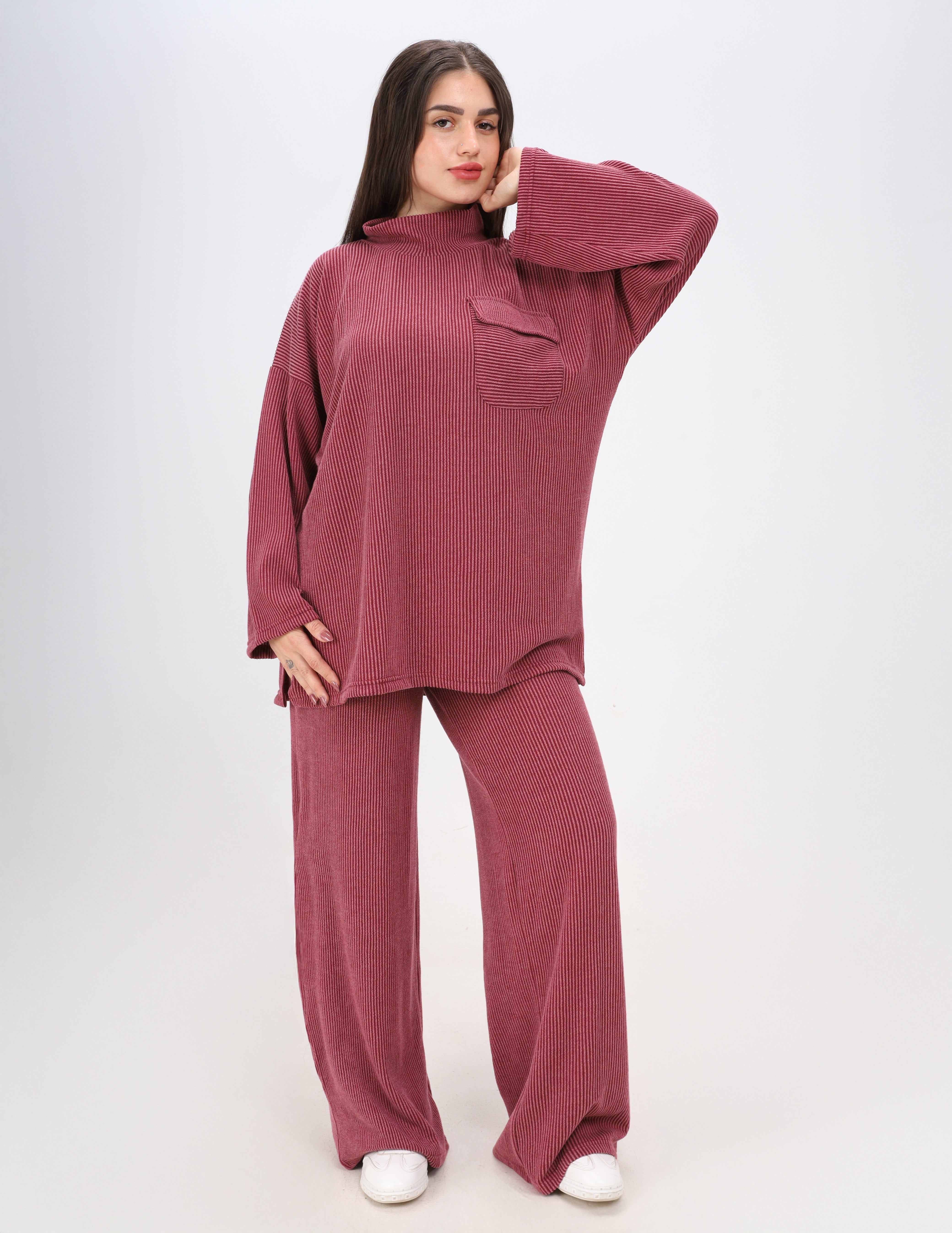 Modest Ribbed Velvet Set w1627228