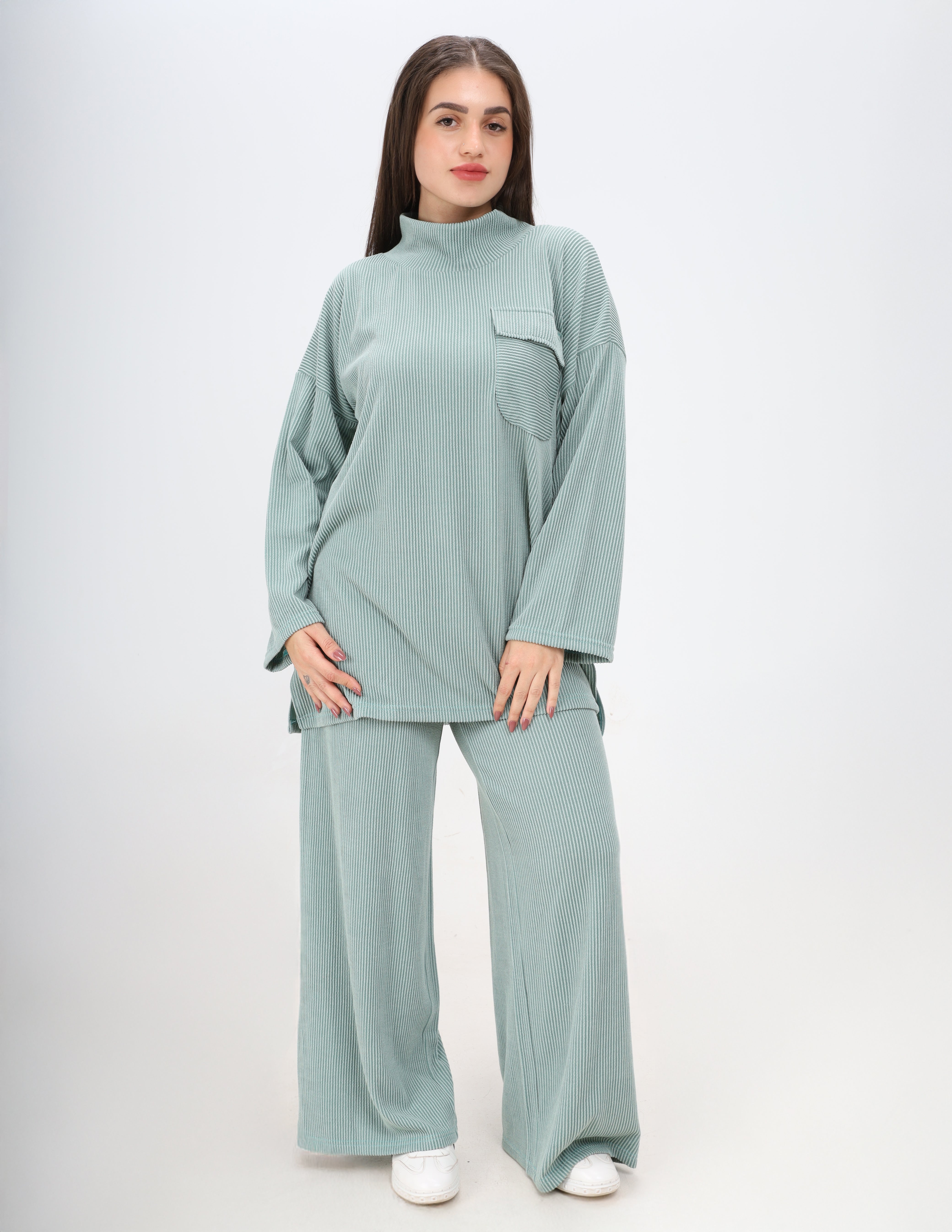 Modest Ribbed Velvet Set w1627228