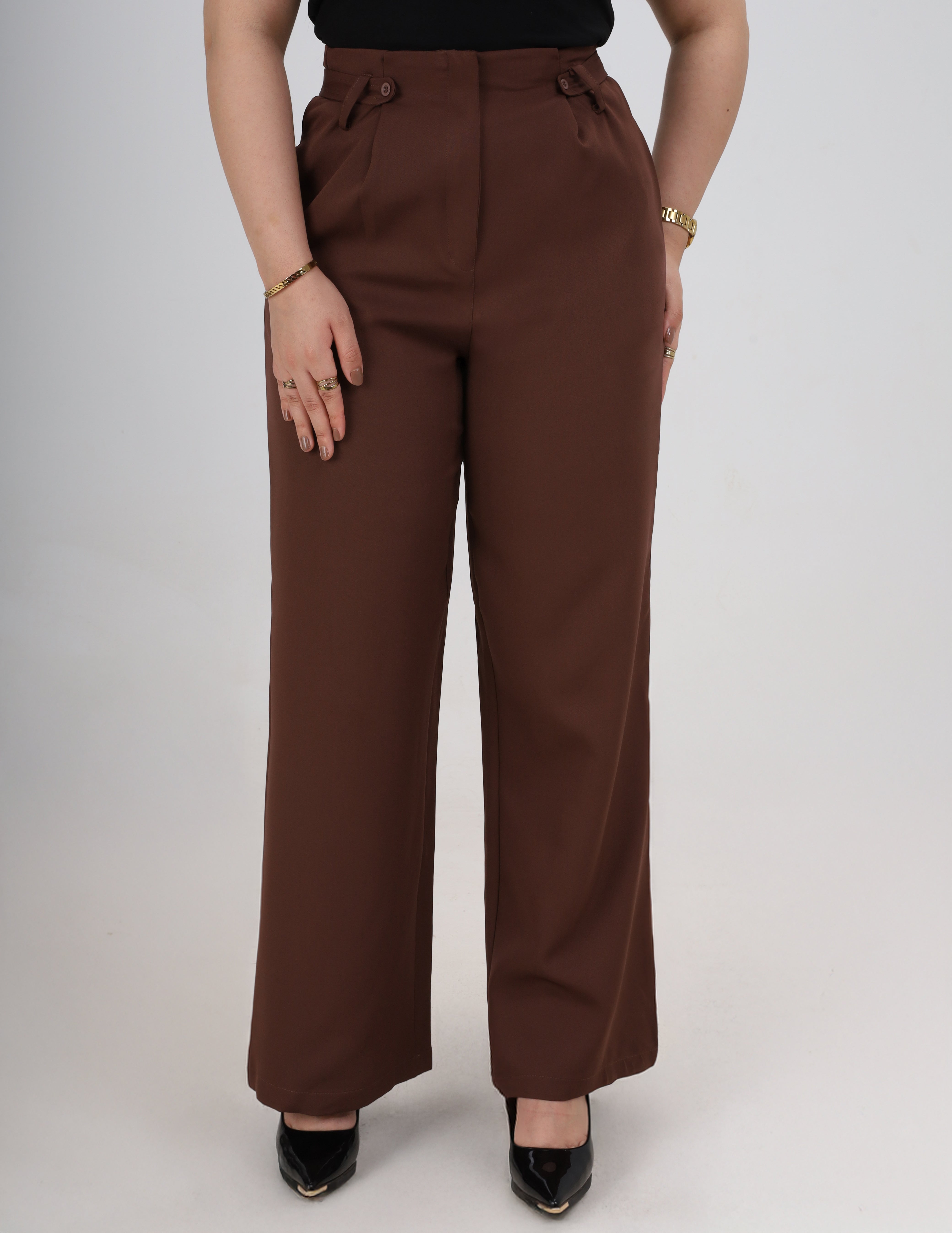 Wide-Leg Fabric Trousers w162798