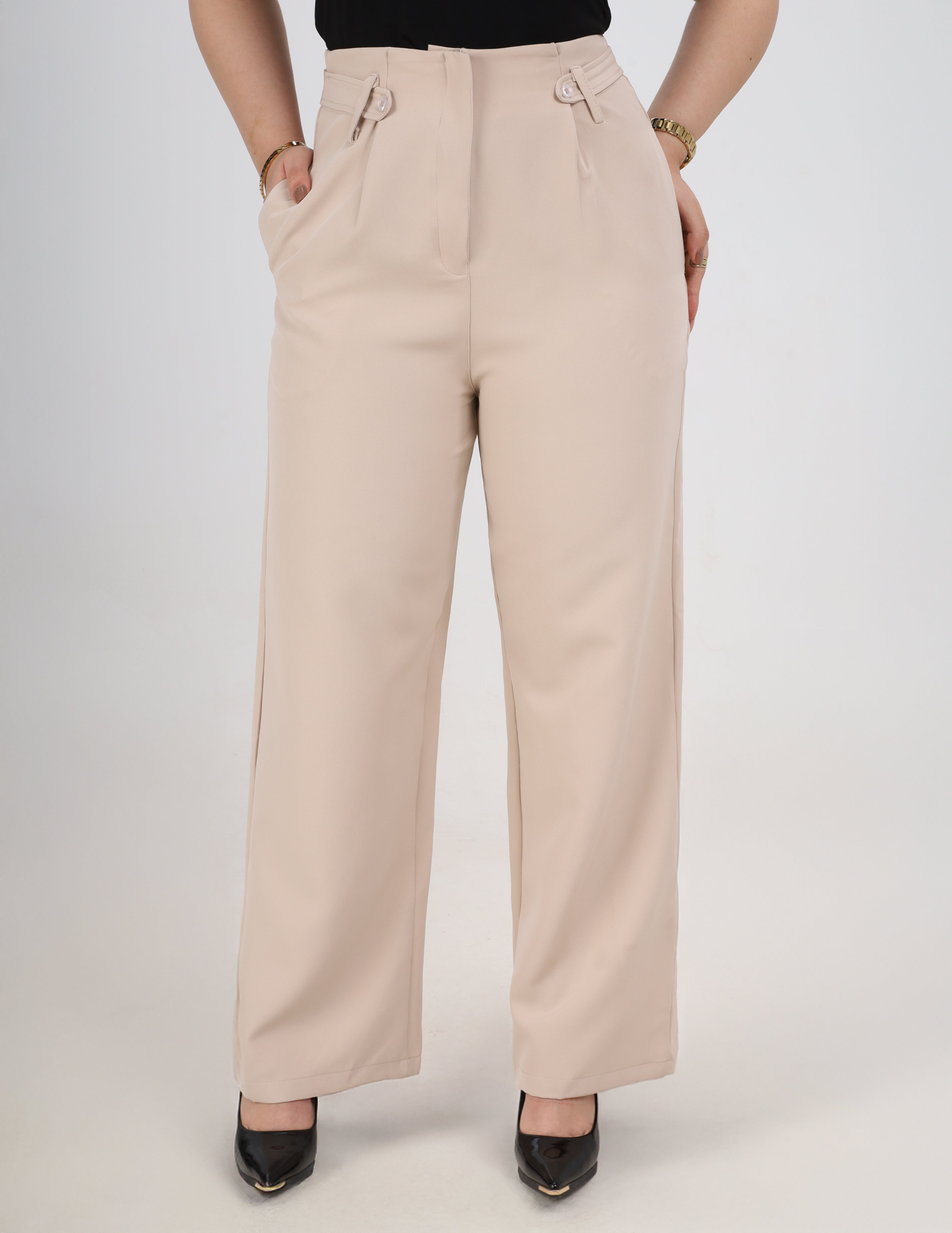 Wide-Leg Fabric Trousers w162798