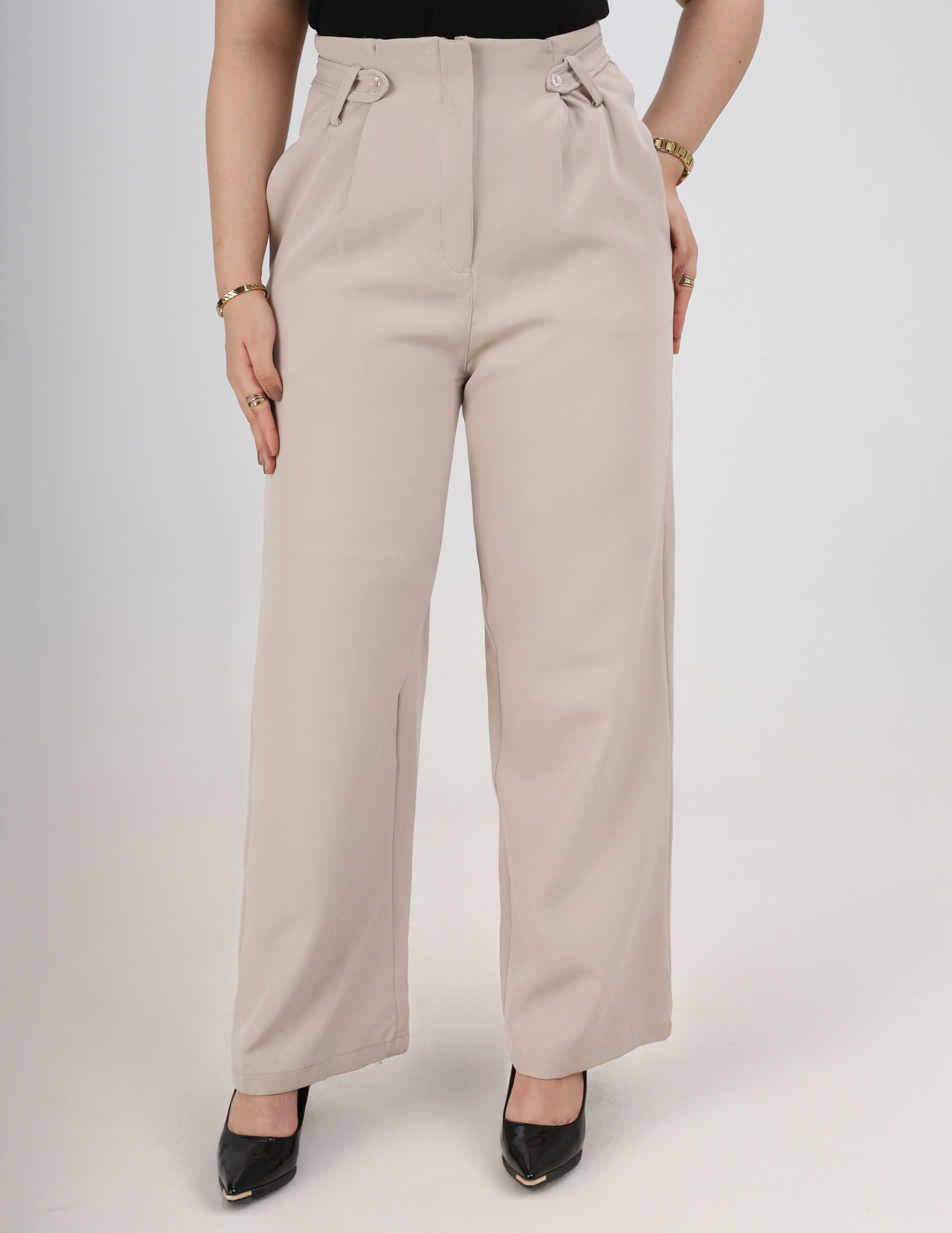 Wide-Leg Fabric Trousers w162798