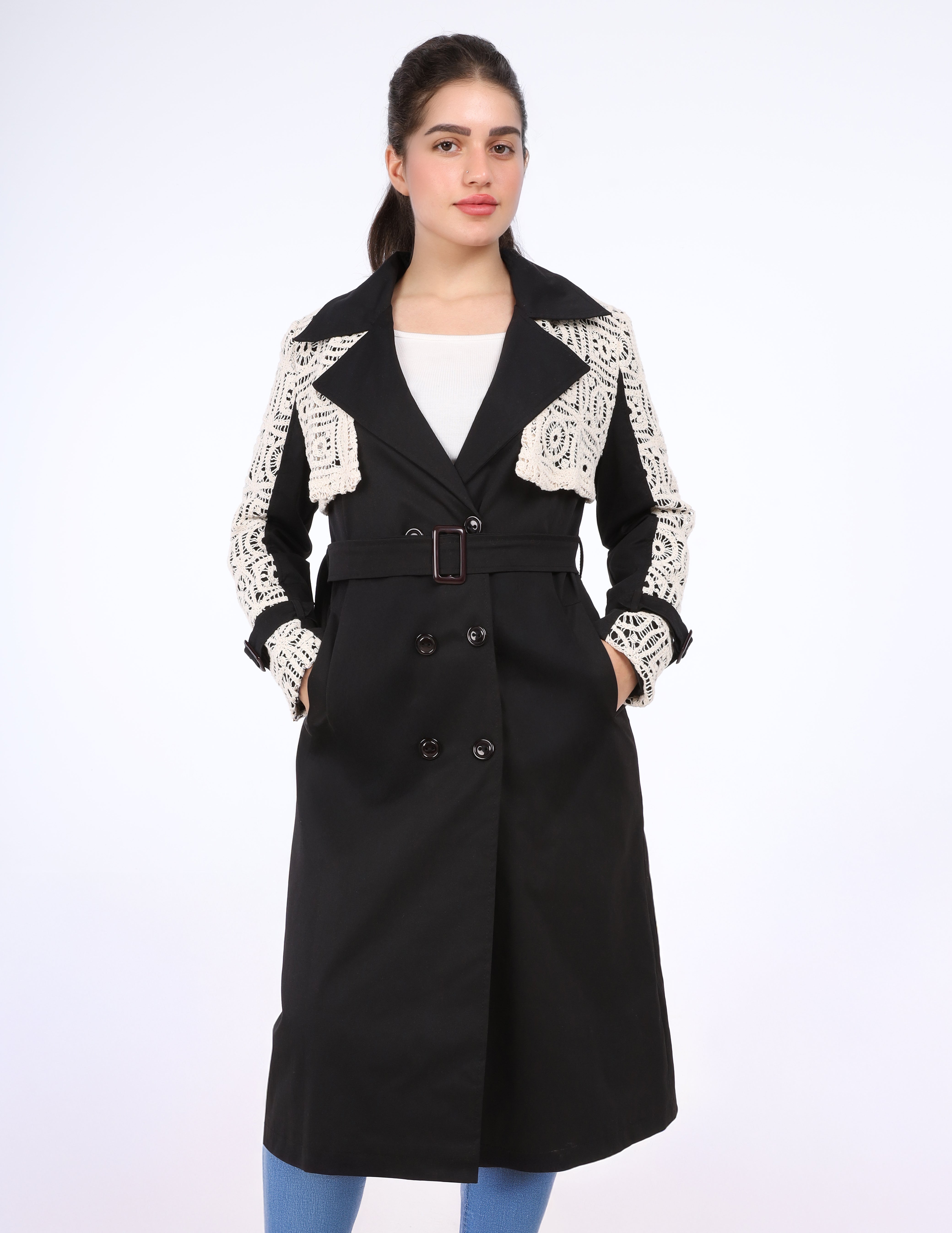 Trench Coat With Lace Detail w1629133