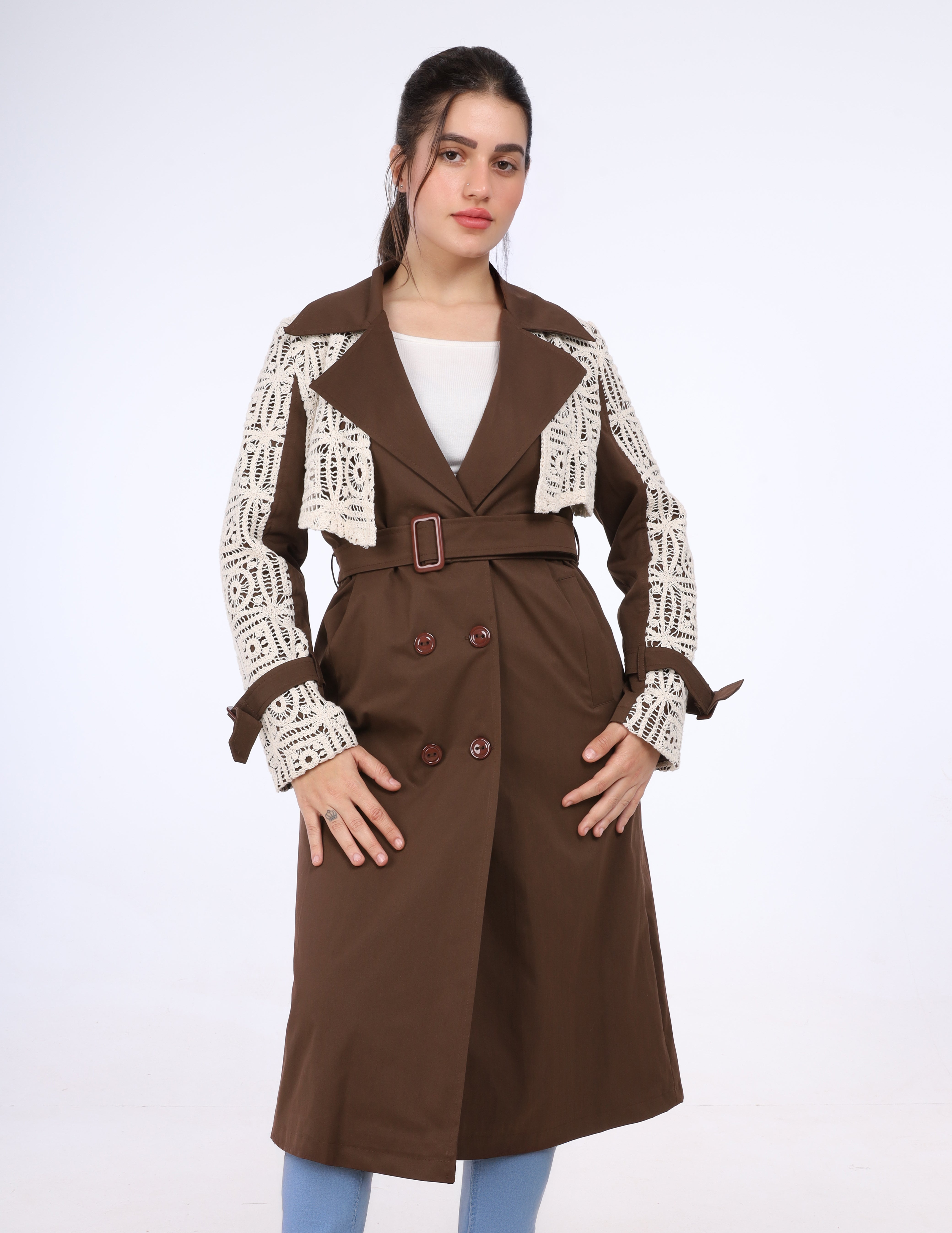 Trench Coat With Lace Detail w1629133