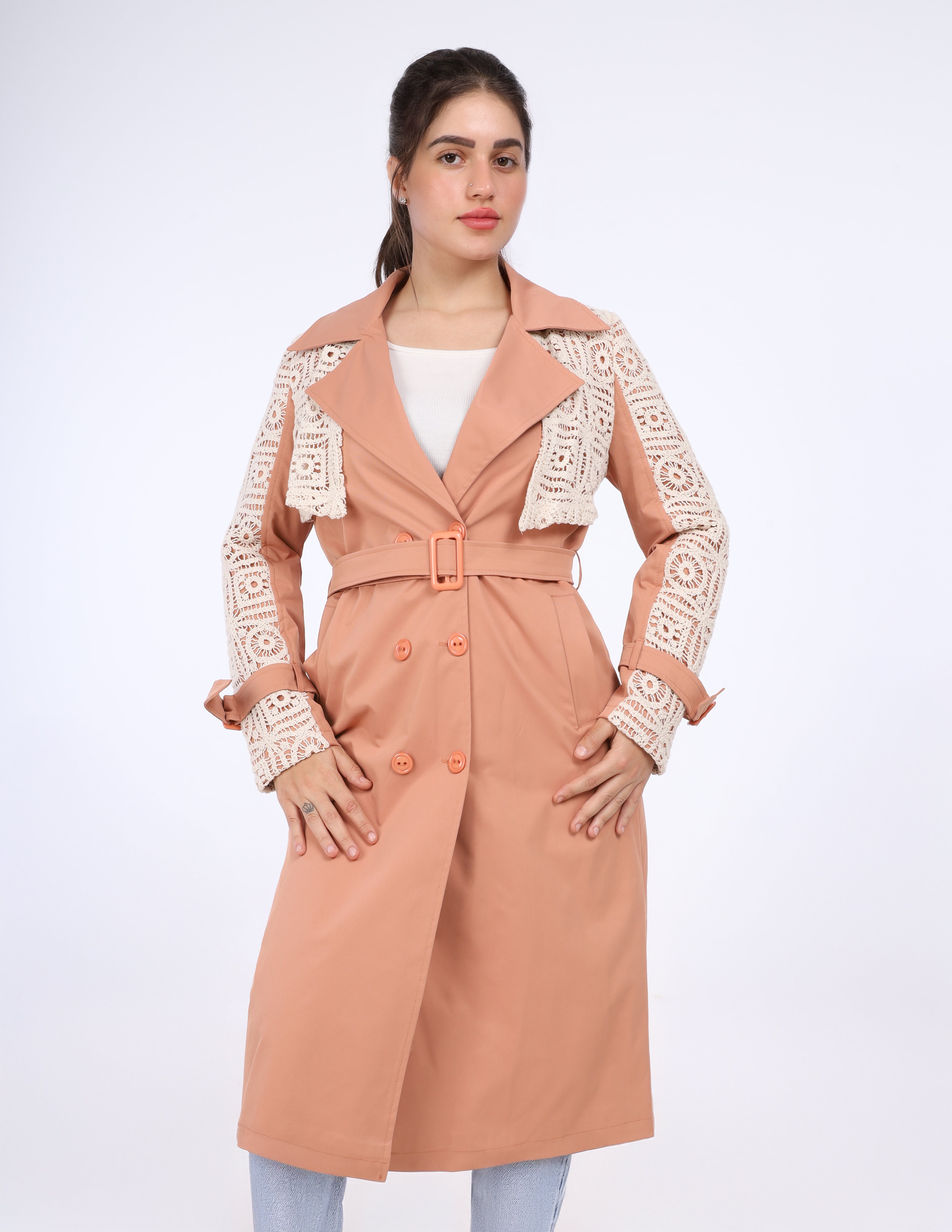 Trench Coat With Lace Detail w1629133