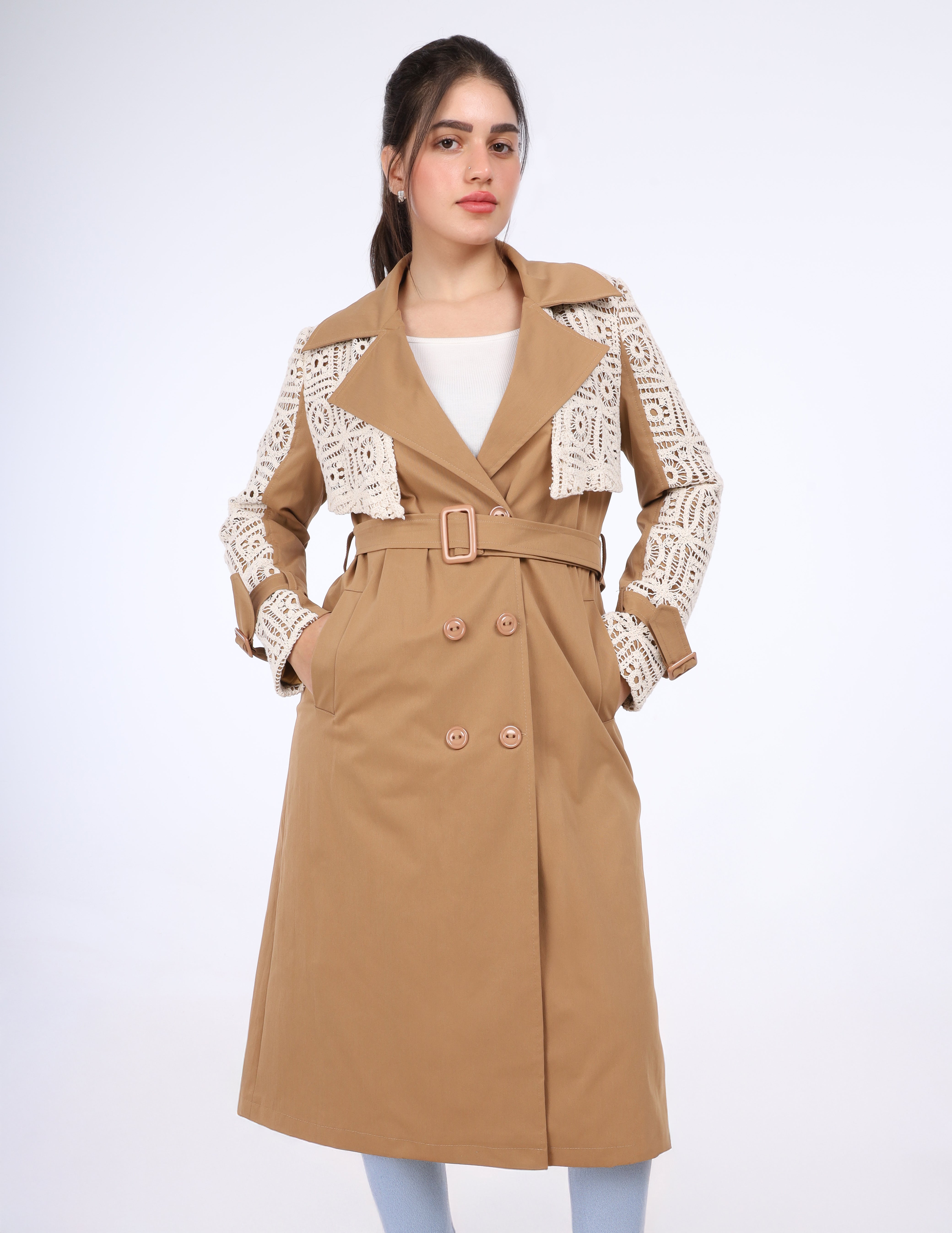 Trench Coat With Lace Detail w1629133
