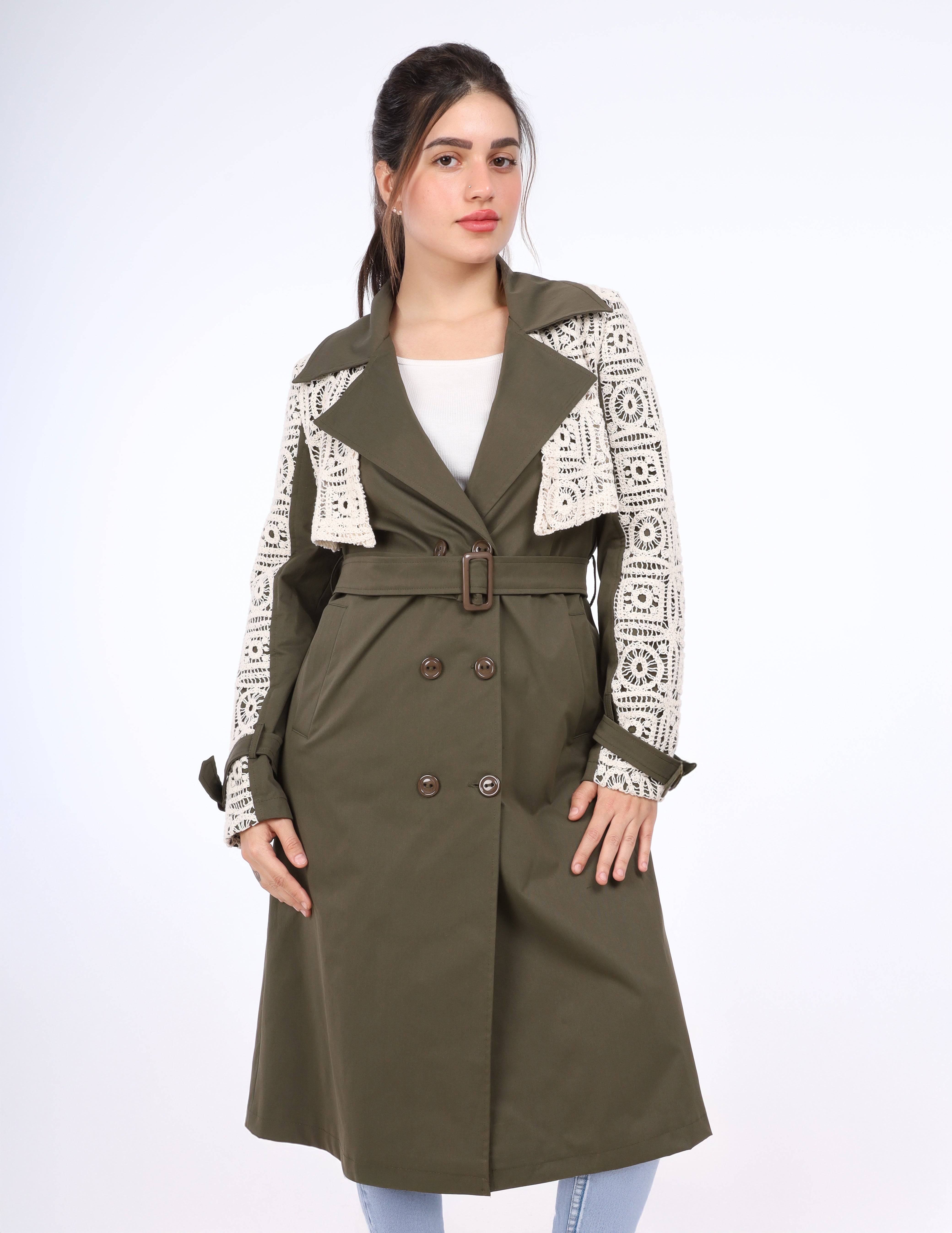 Trench Coat With Lace Detail w1629133