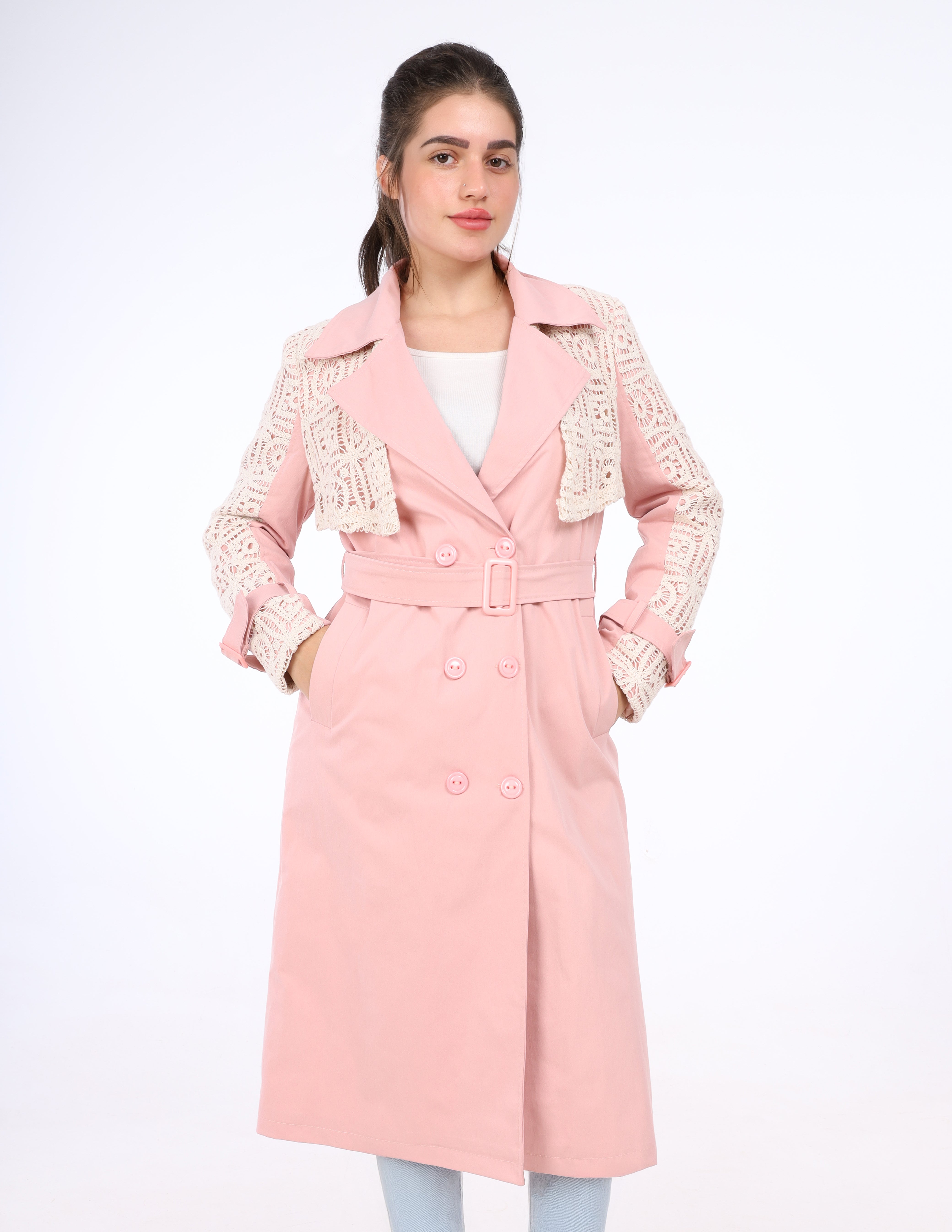 Trench Coat With Lace Detail w1629133