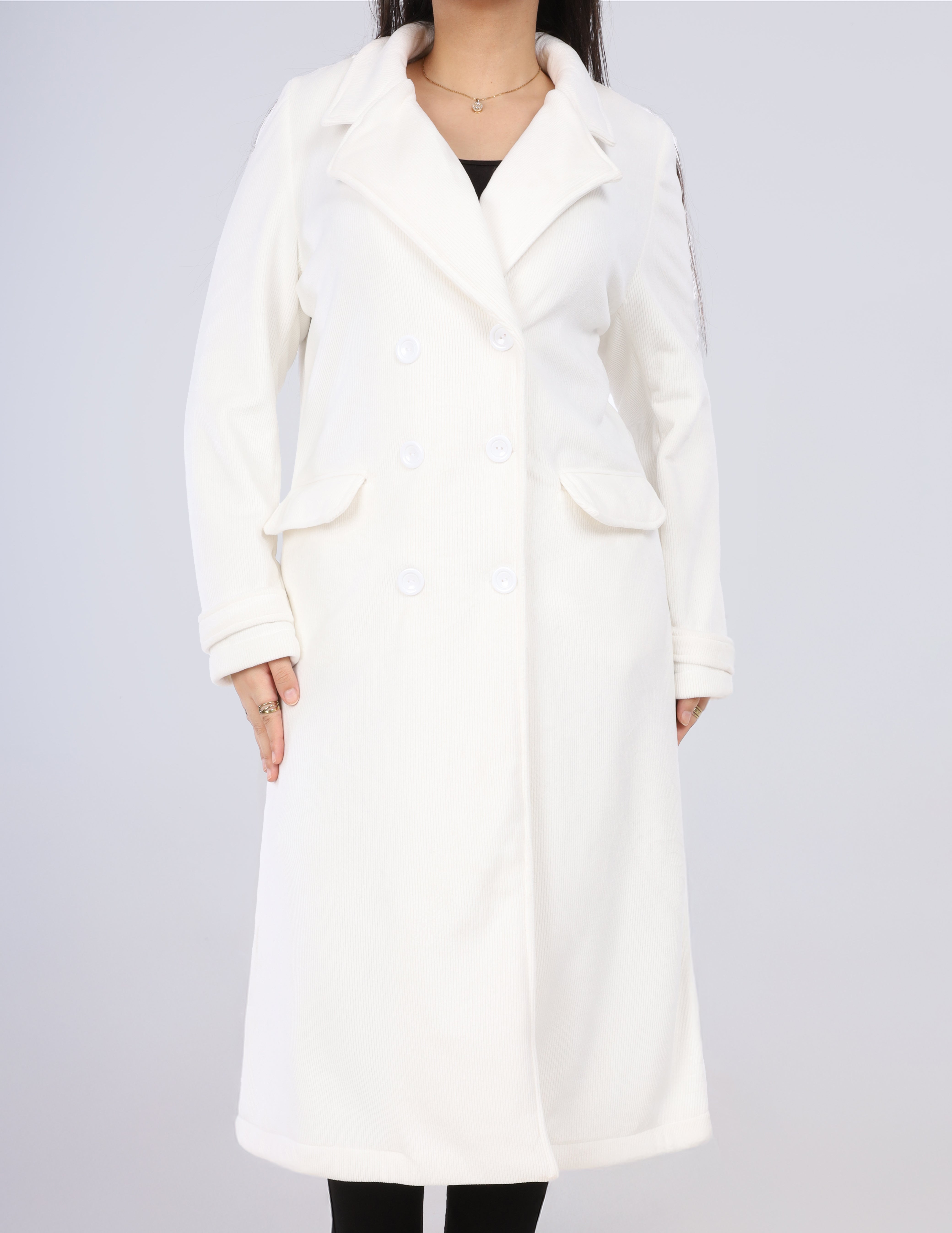 Velvet Long Overcoat w162931