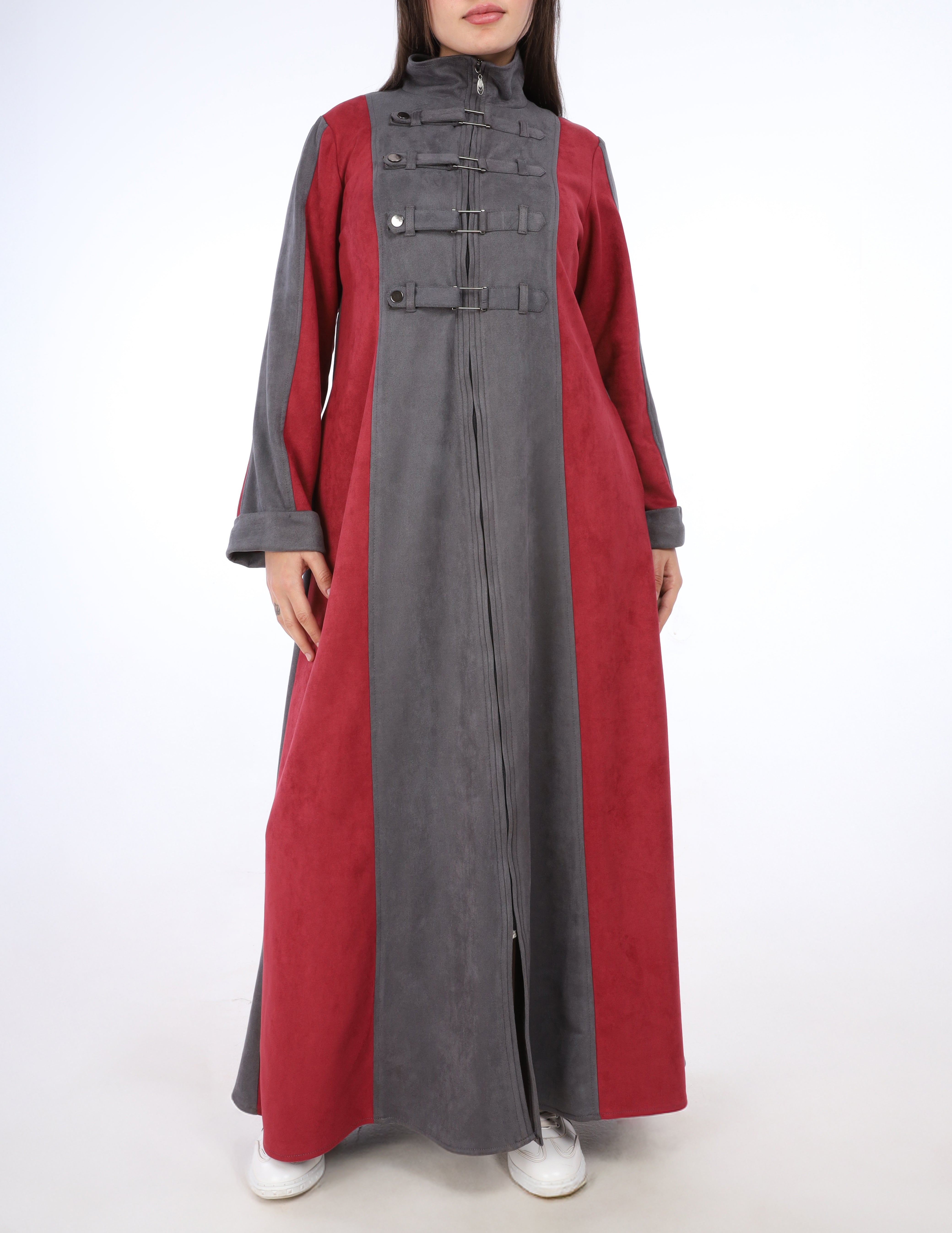 Two-Tone Long Suede Dress w162934