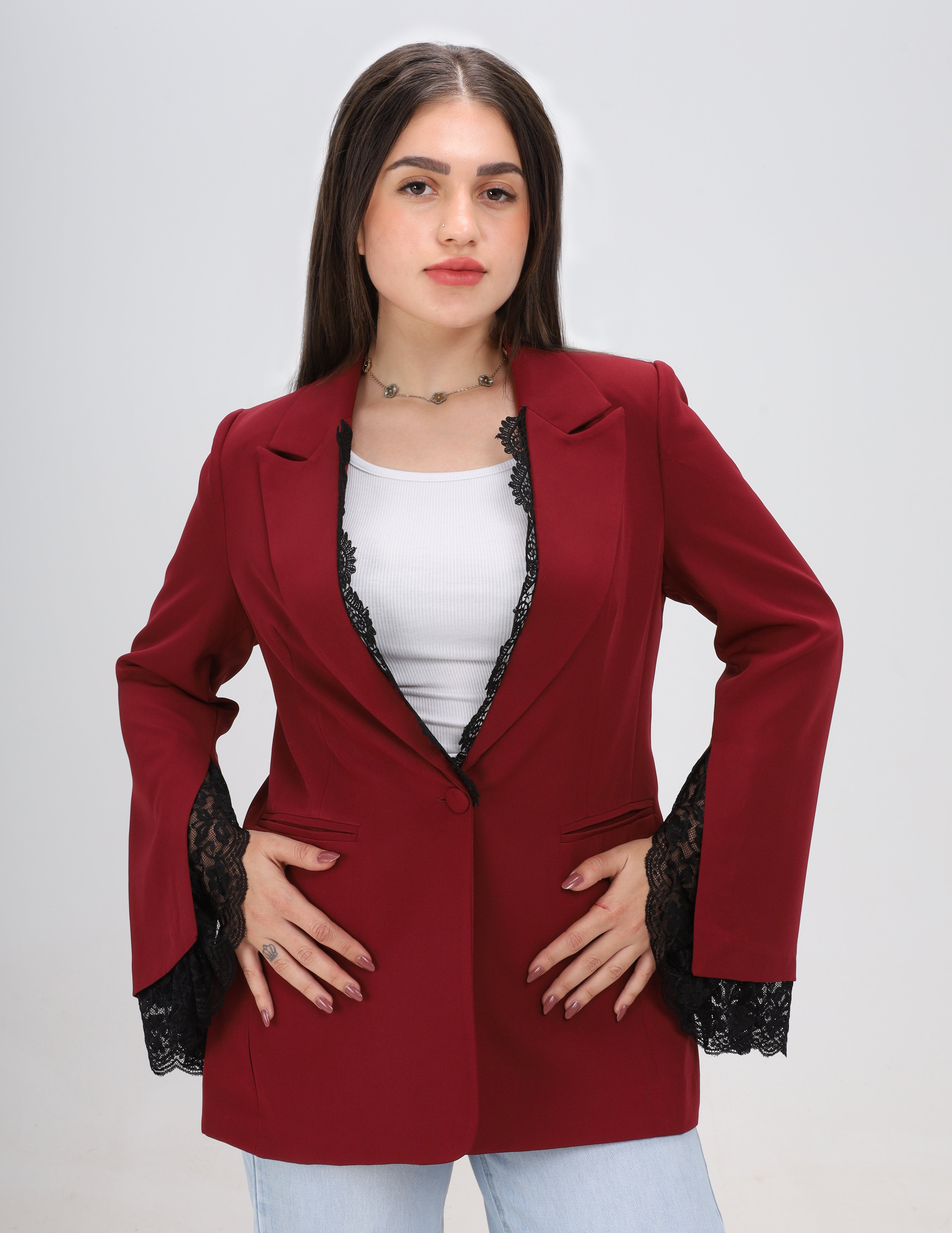 Lace Trim Blazer w162953/1