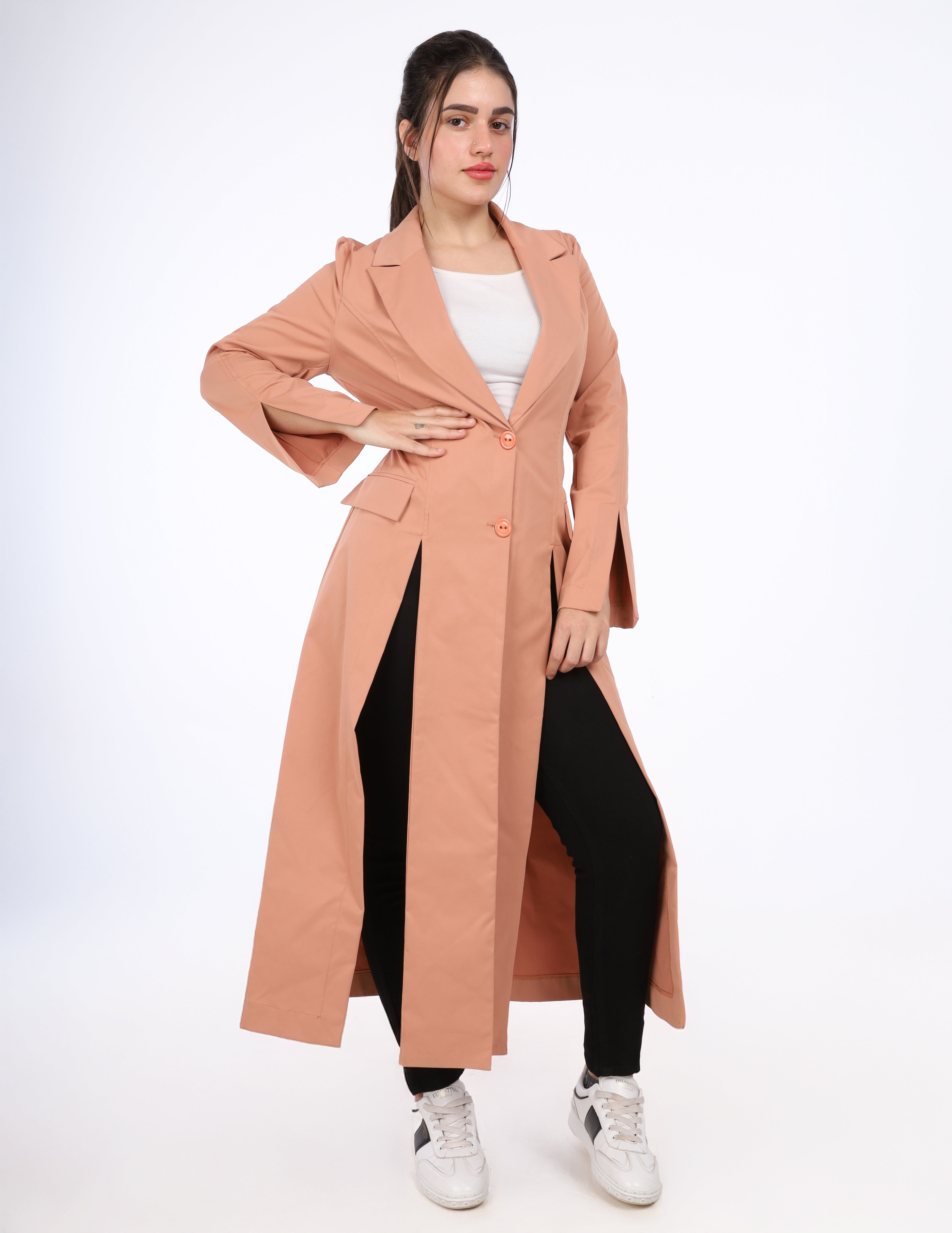 Long Double-Slit Blazer Coat w162974