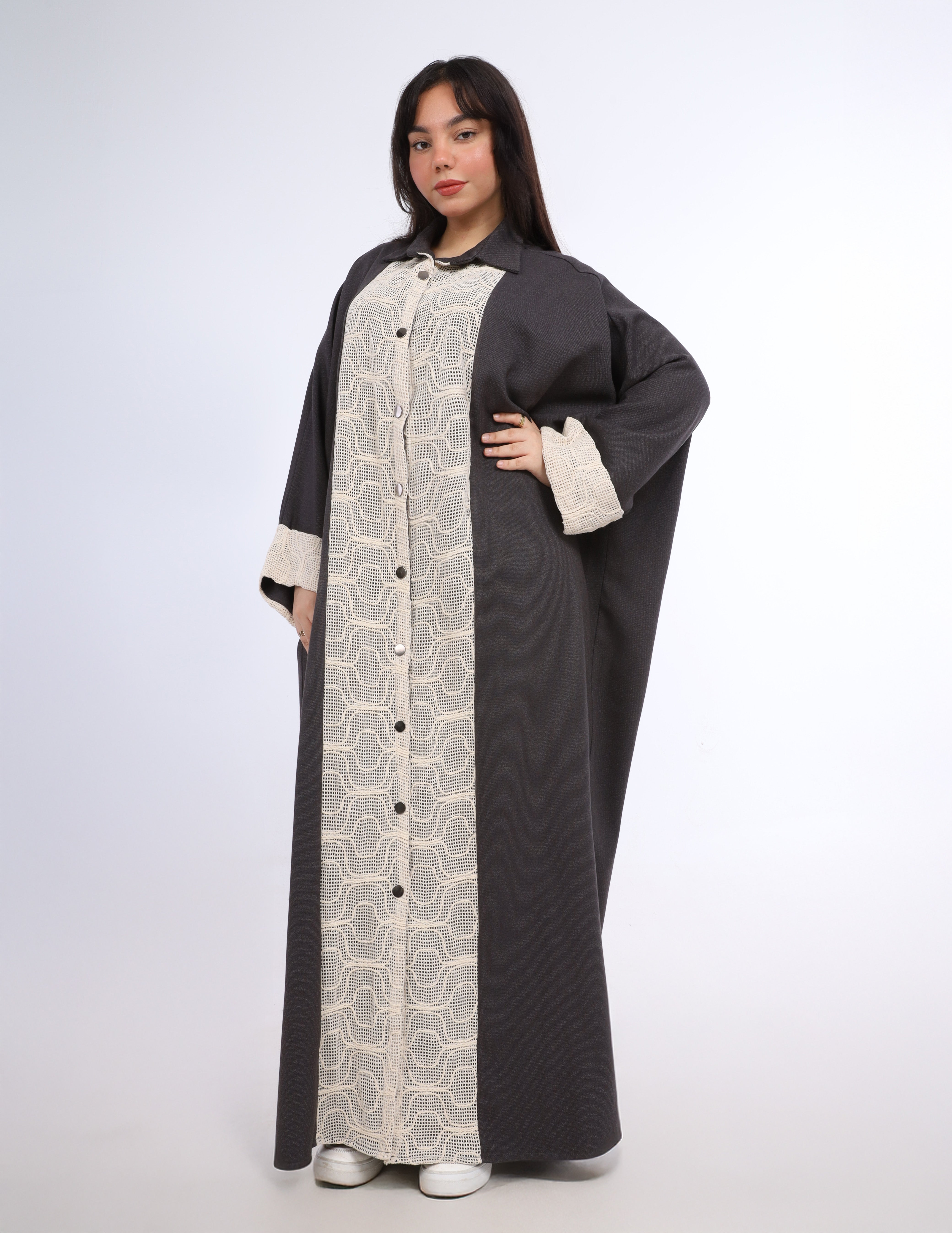 Elegant Dress with Lace Front Panel w162995