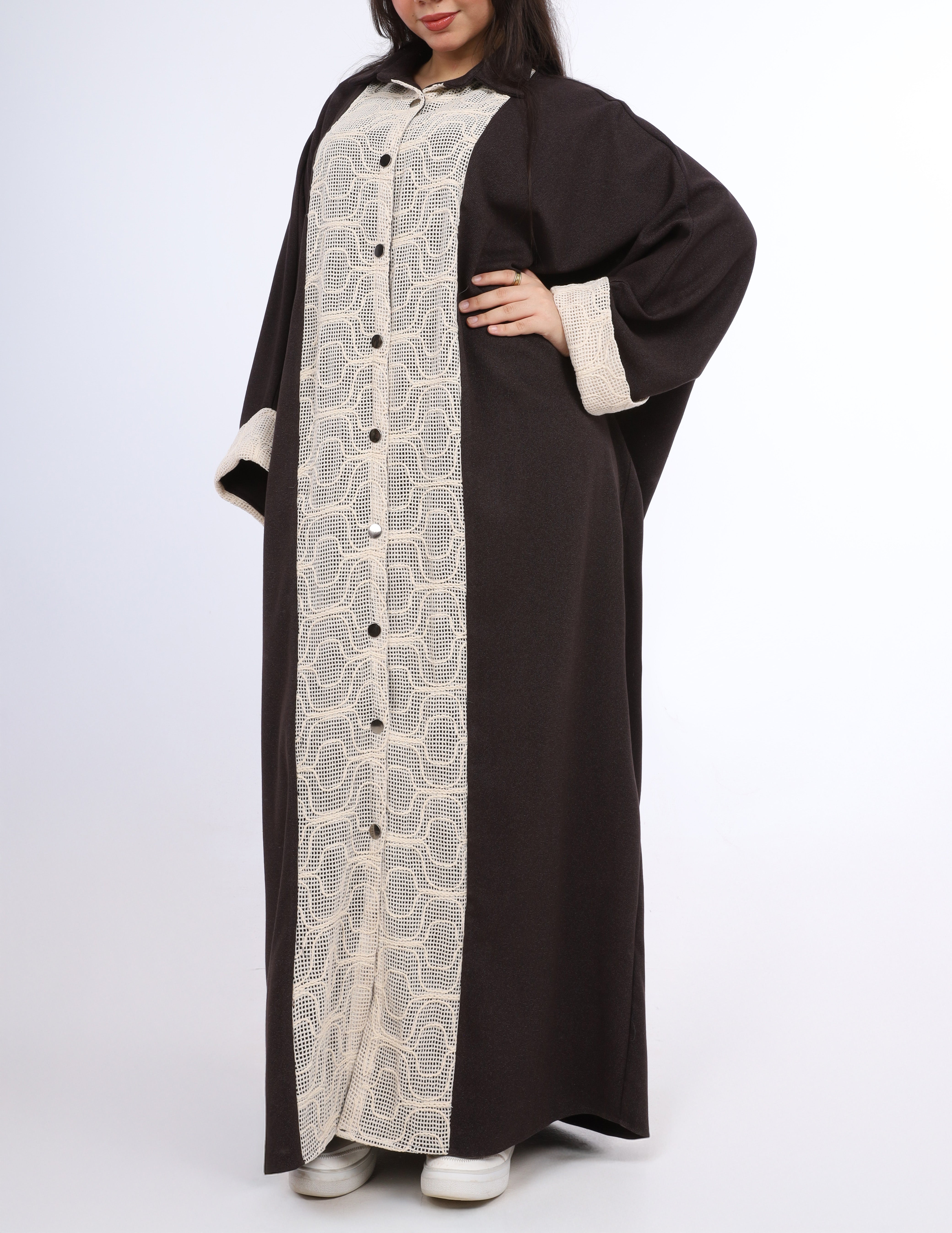 Elegant Dress with Lace Front Panel w162995