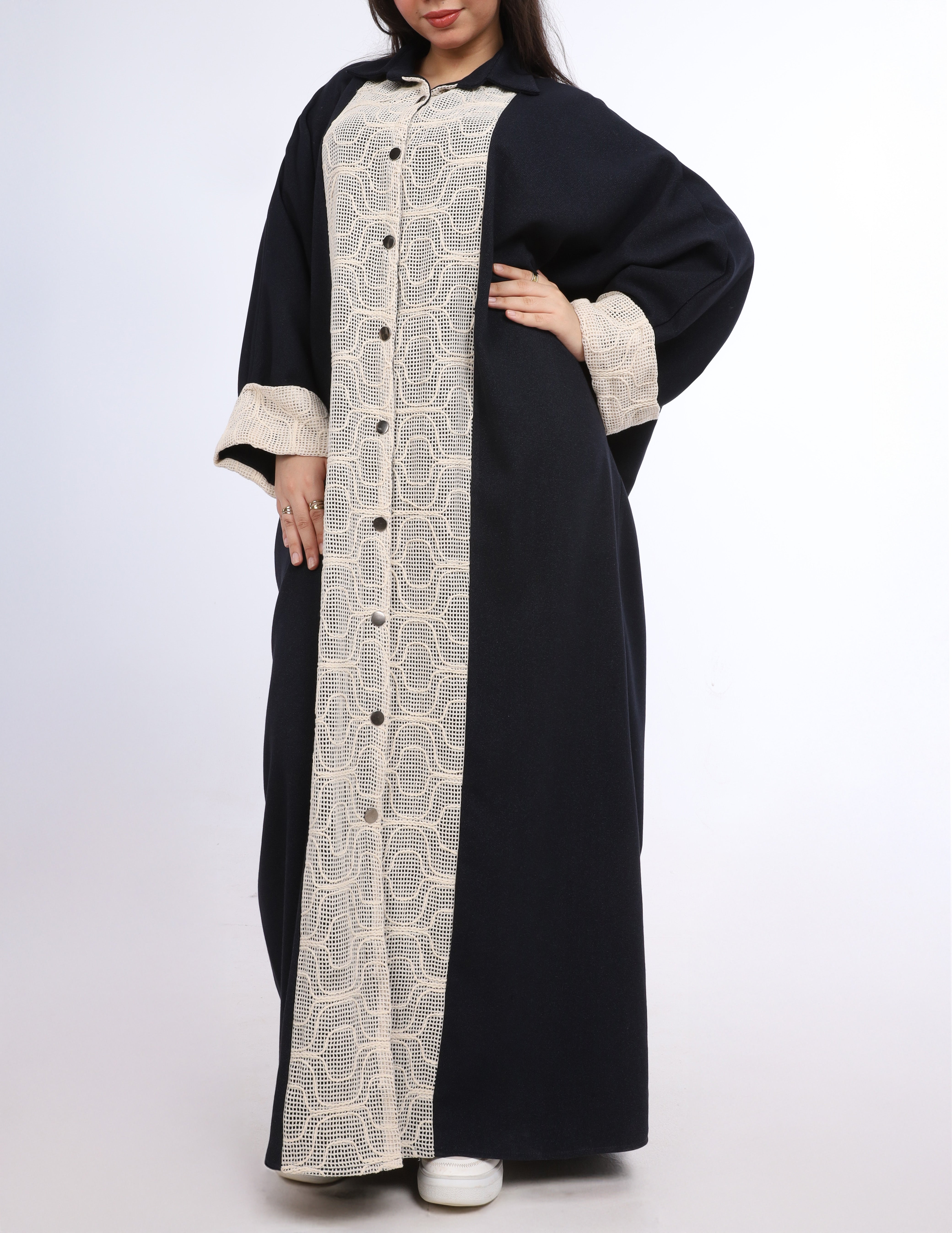 Elegant Dress with Lace Front Panel w162995