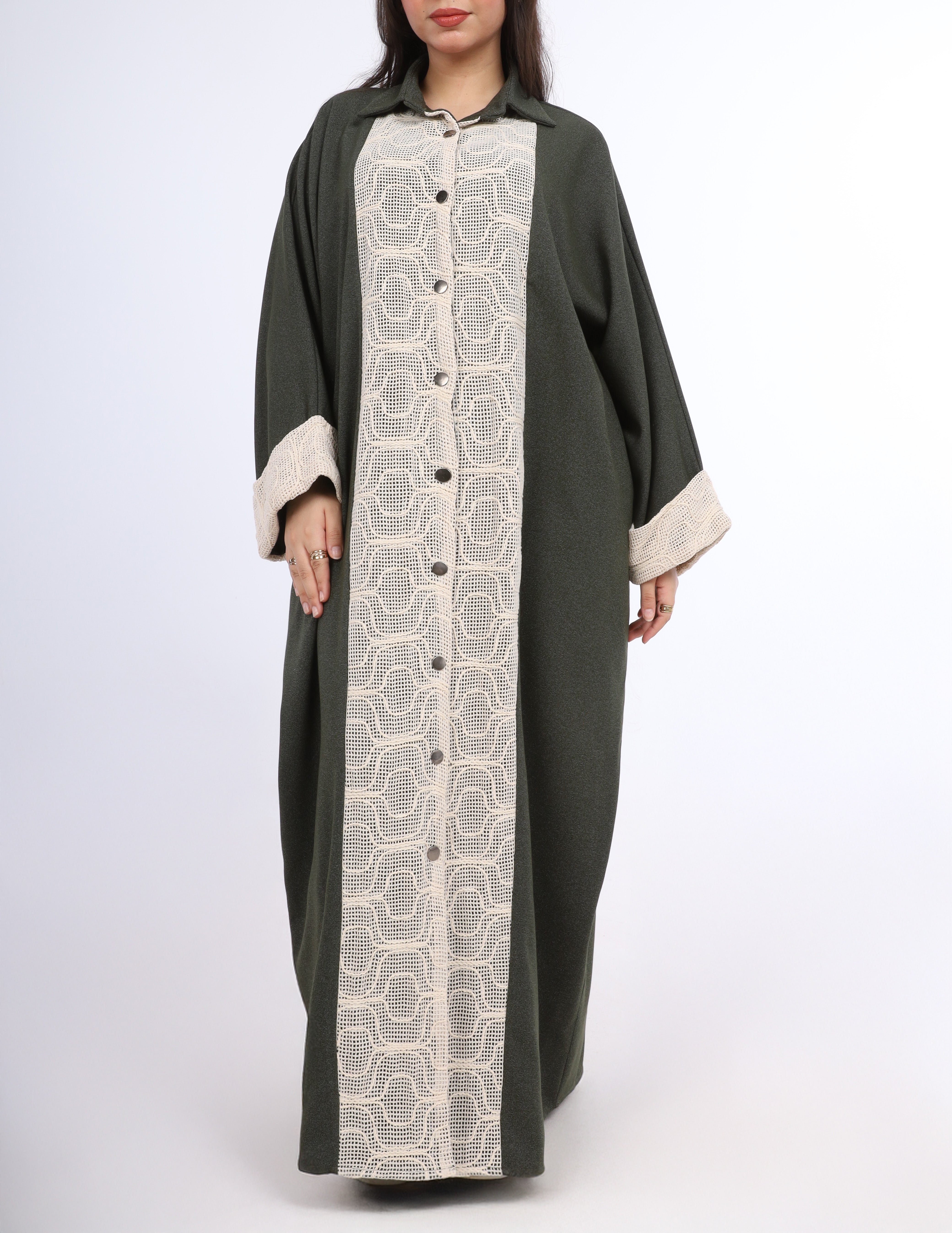 Elegant Dress with Lace Front Panel w162995