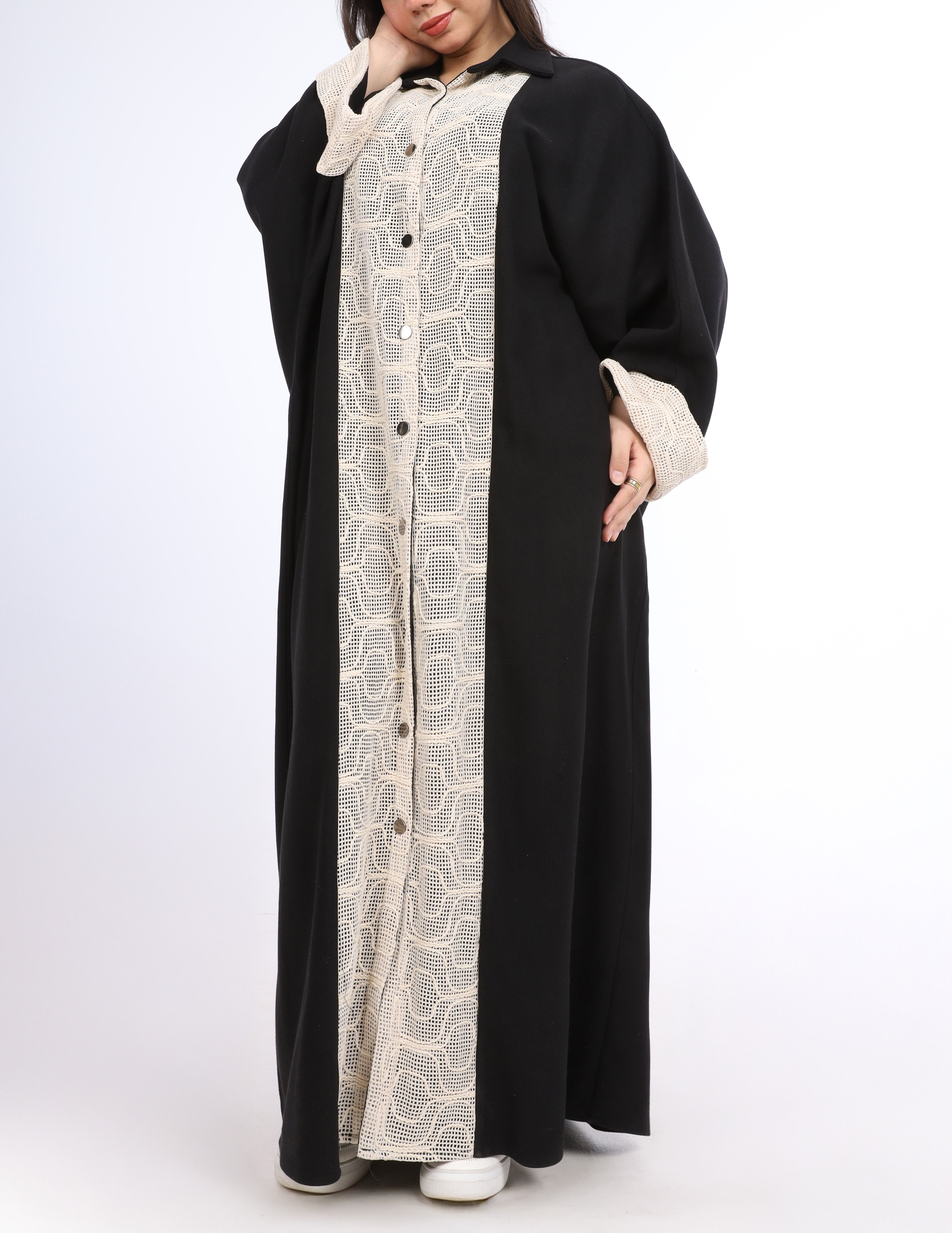 Elegant Dress with Lace Front Panel w162995