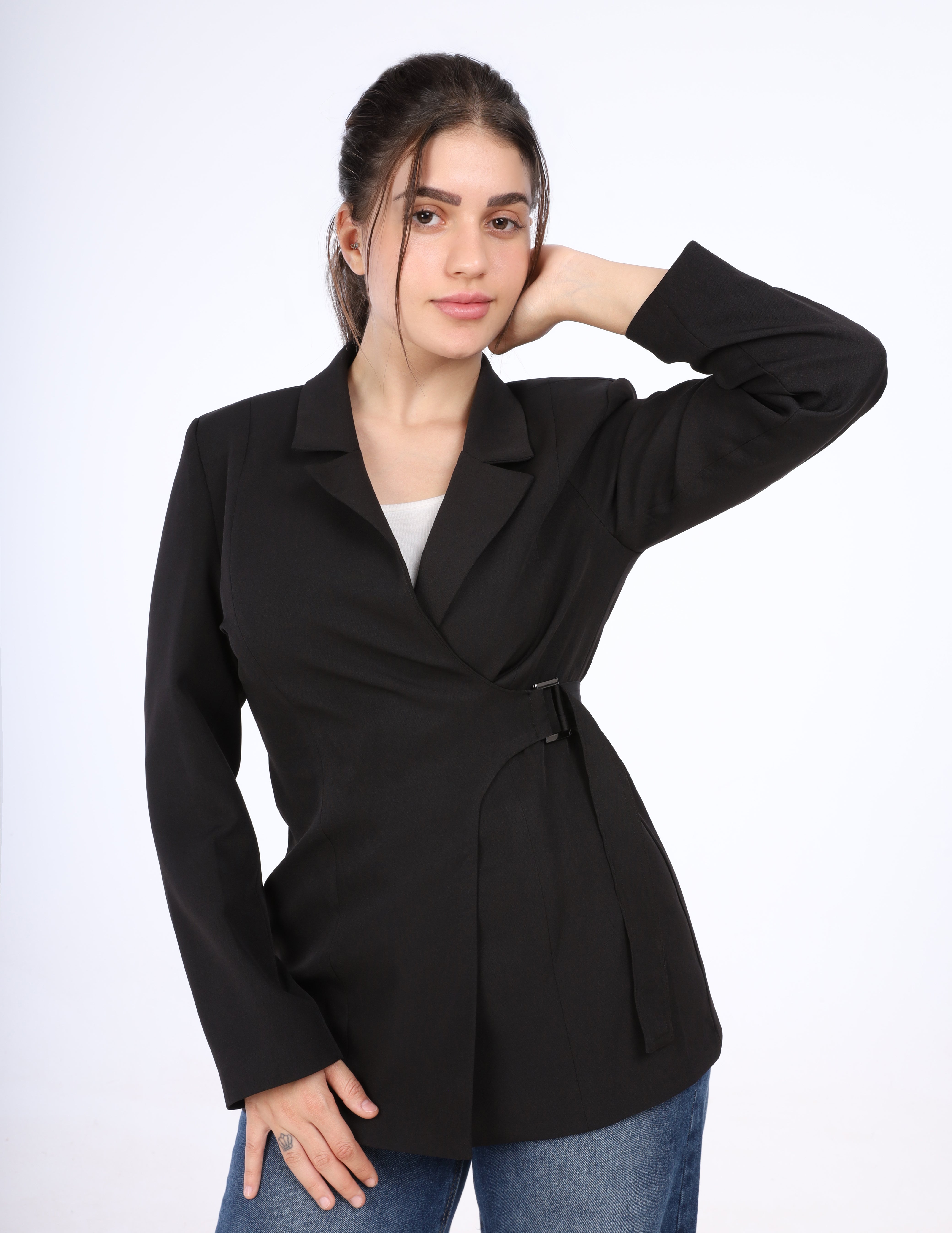 Side Tie and Lace Back Blazer w1630128