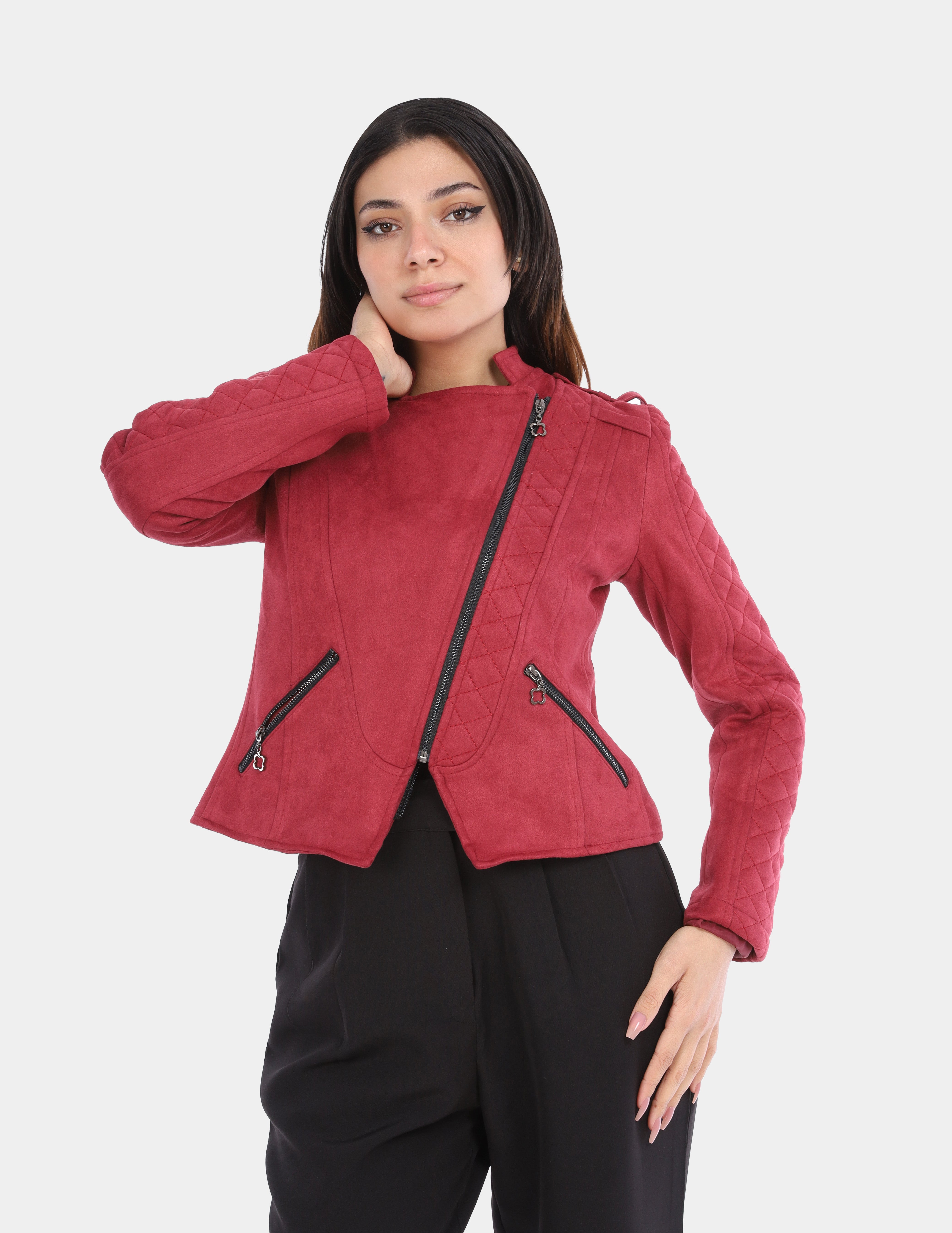 Faux Suede Biker Jacket w1630130/2