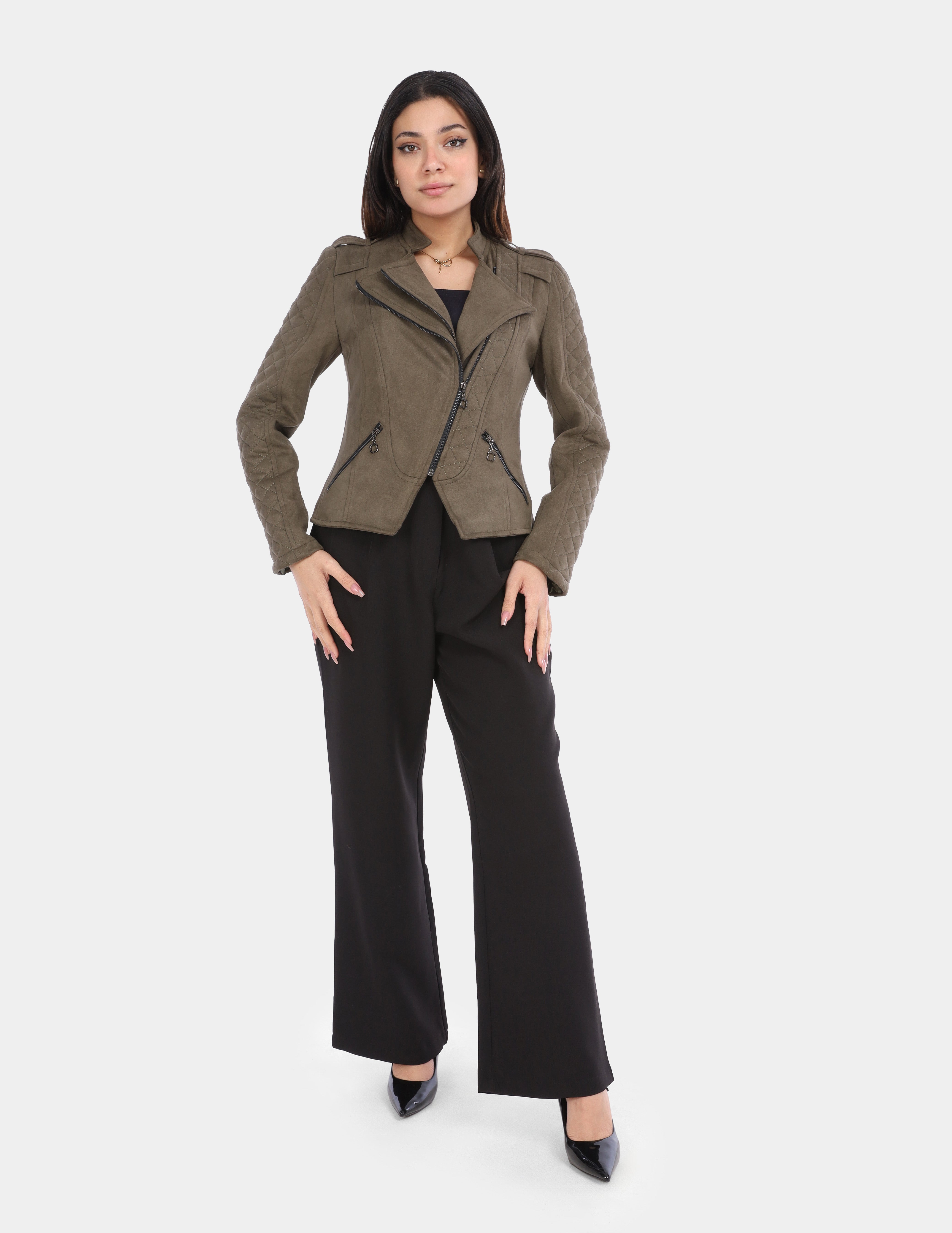 Faux Suede Biker Jacket w1630130/2