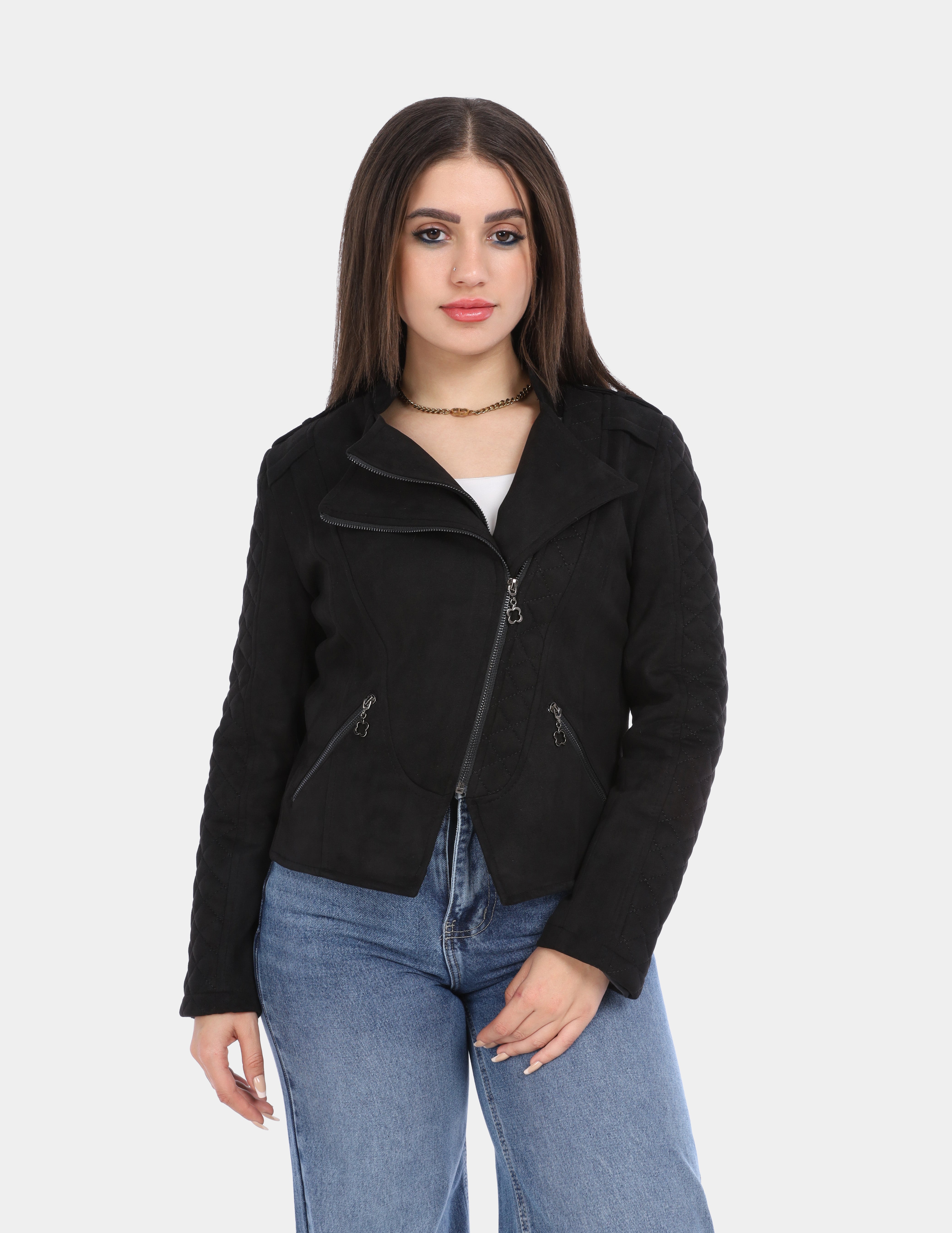 Faux Suede Biker Jacket w1630130/2