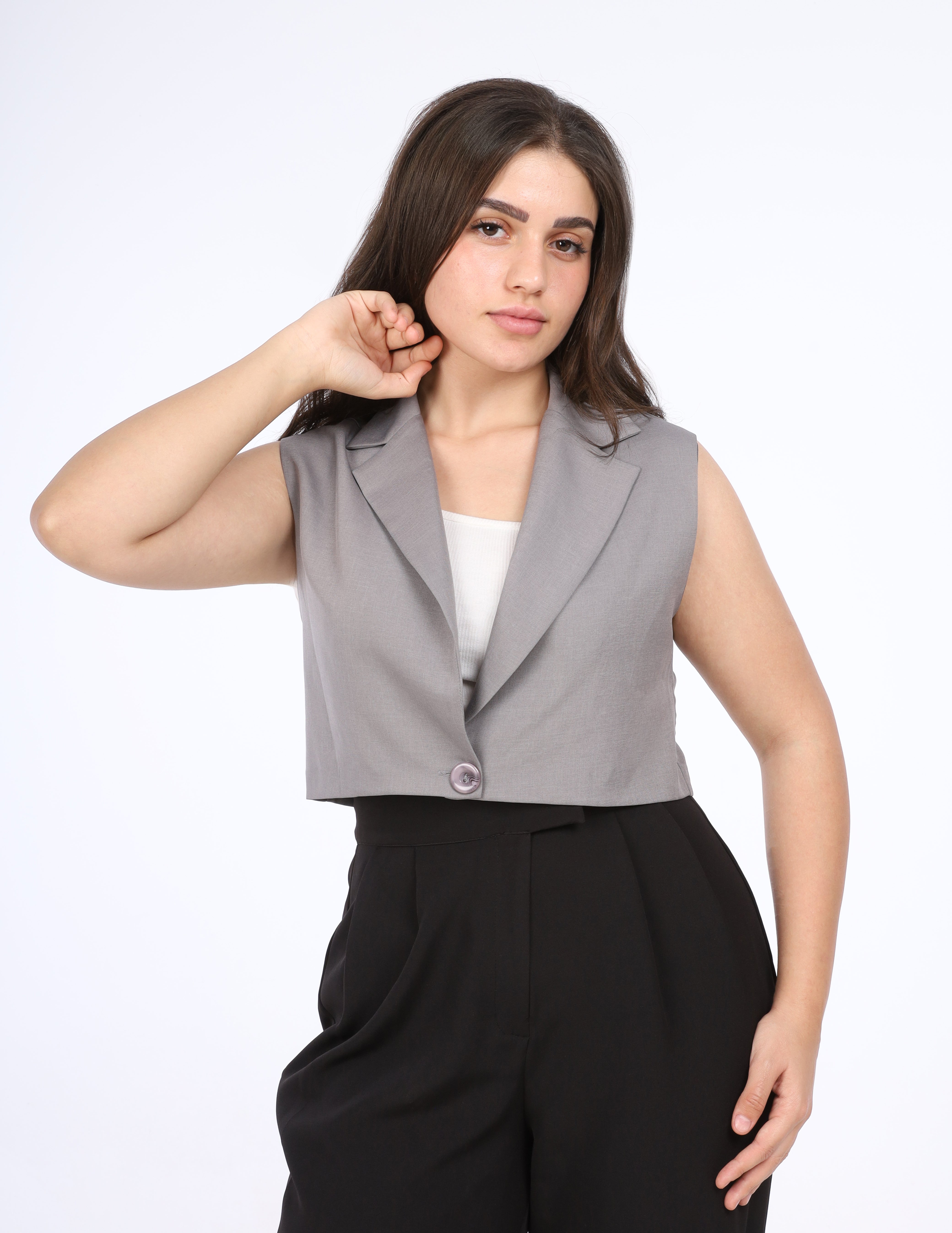 Sleeveless Blazer Style Vest w163038