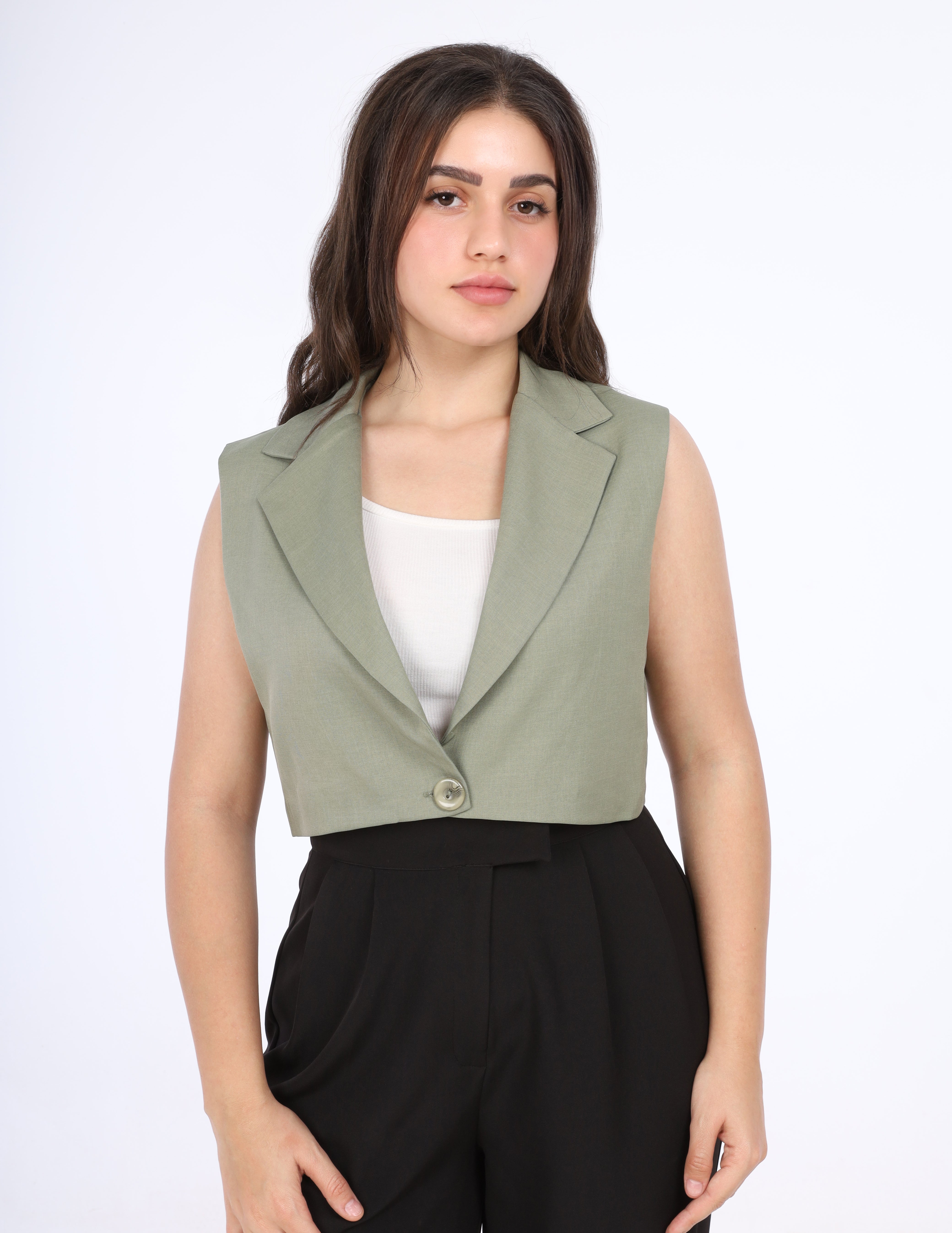 Sleeveless Blazer Style Vest w163038