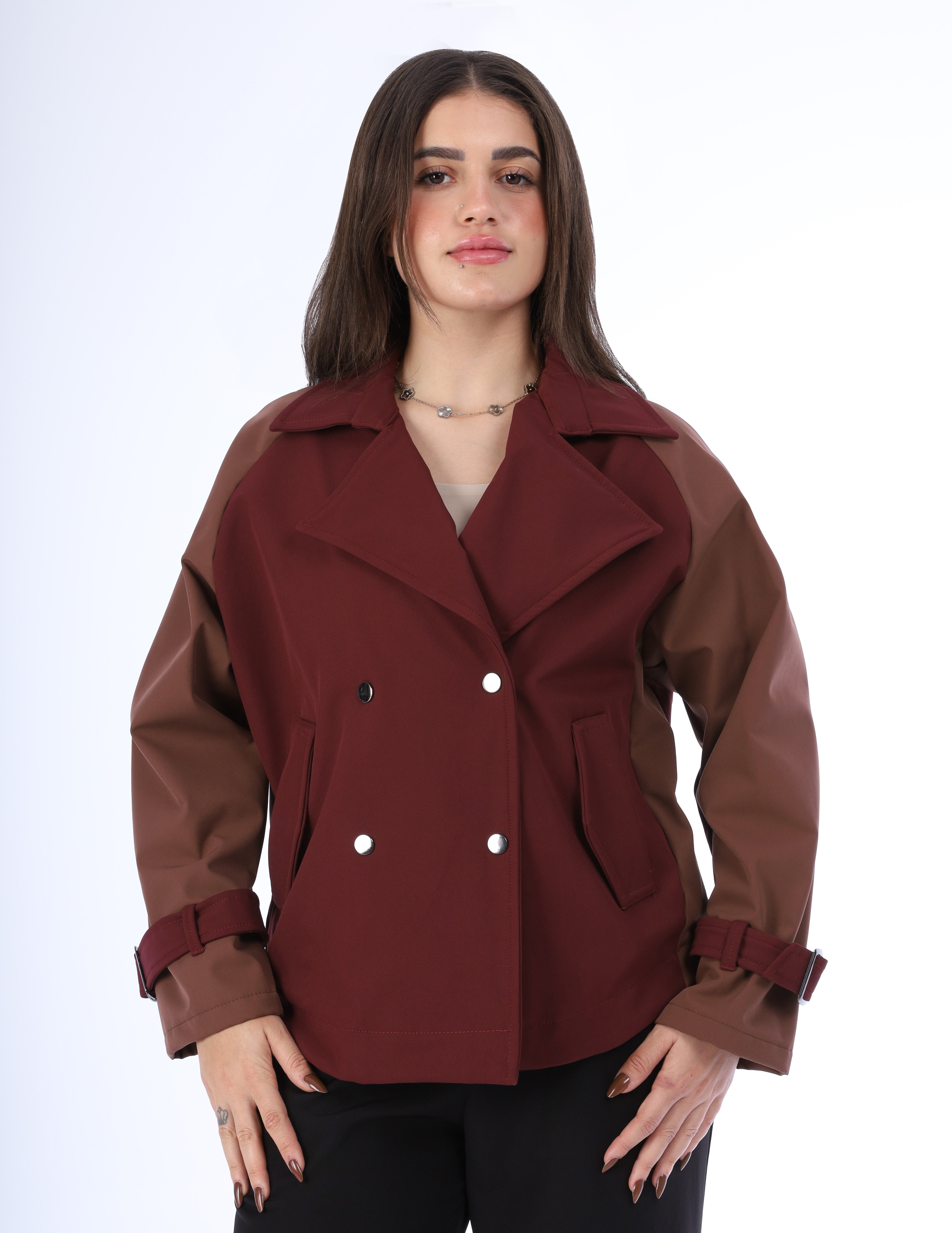 Two-Tone Double-Breasted Casual Jacket w1631/261