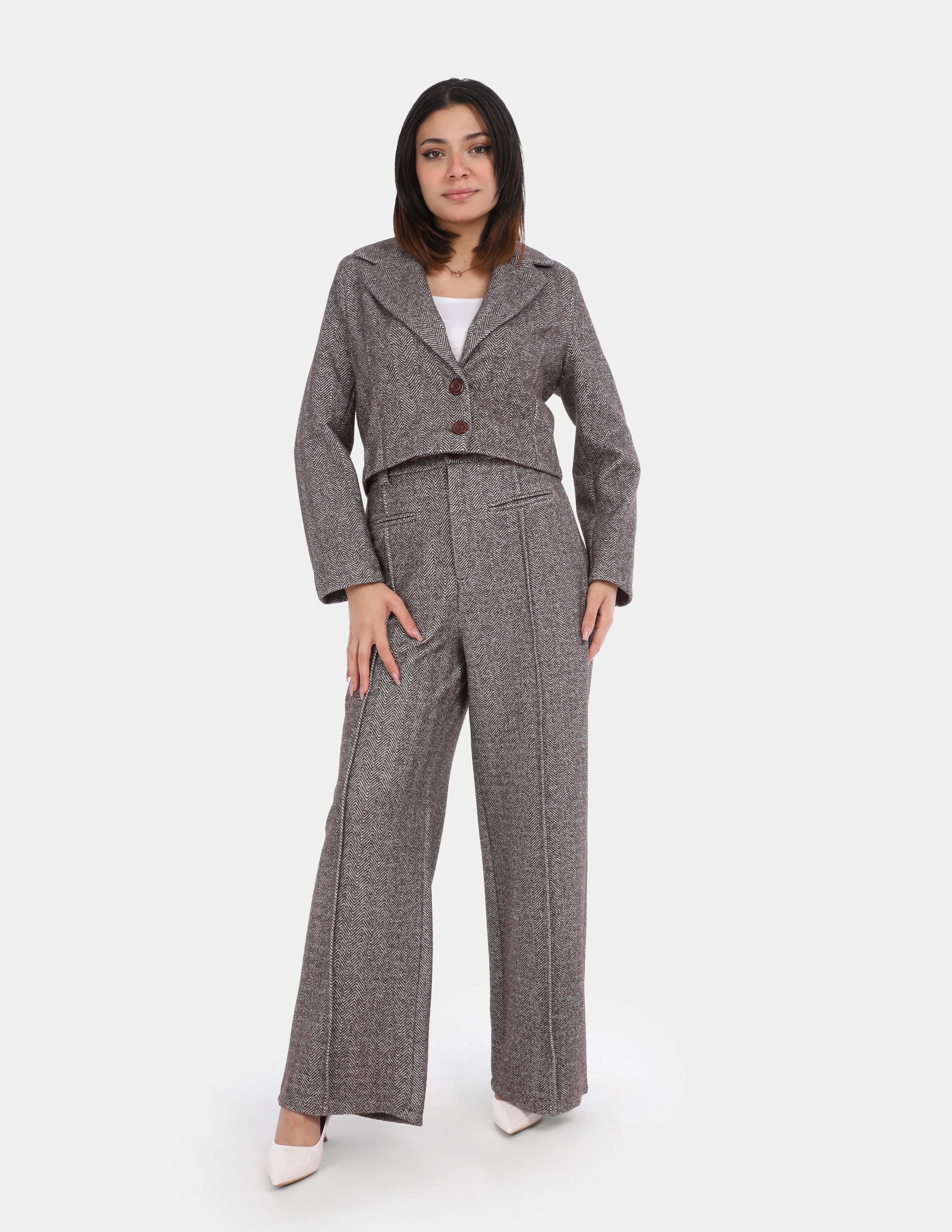 Textured Formal Cropped Blazer w1631/287