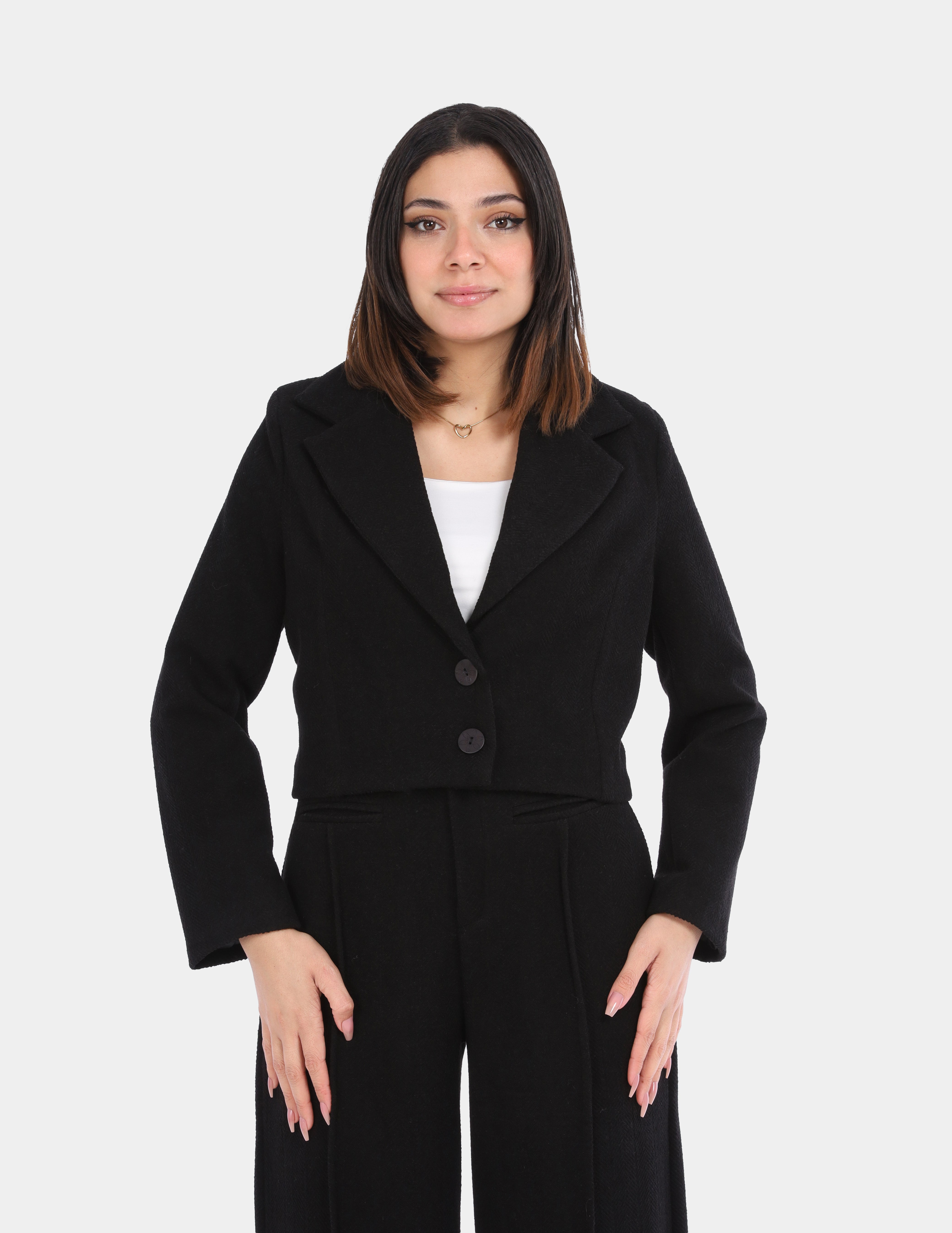 Textured Formal Cropped Blazer w1631/287