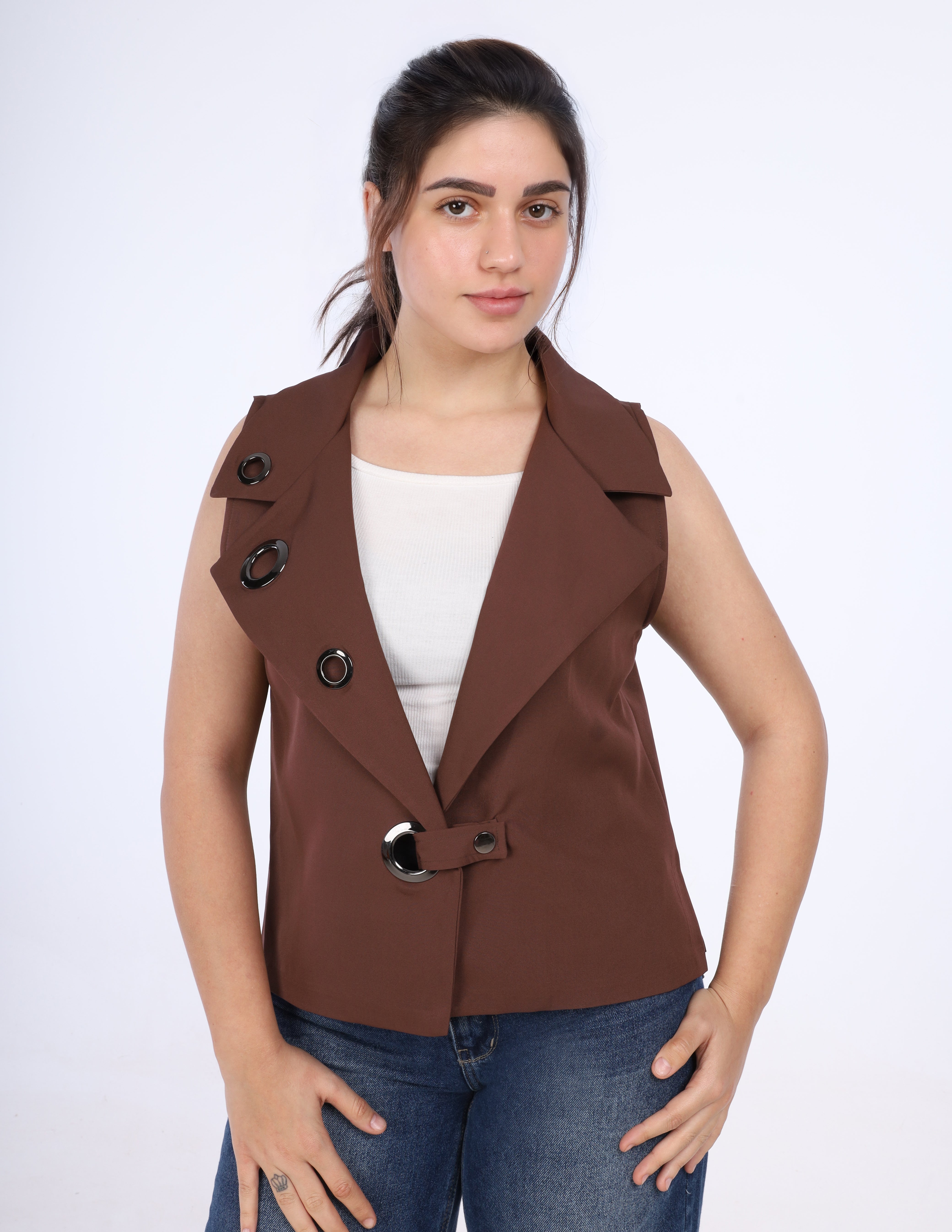 Sleeveless wrap vest w1631154