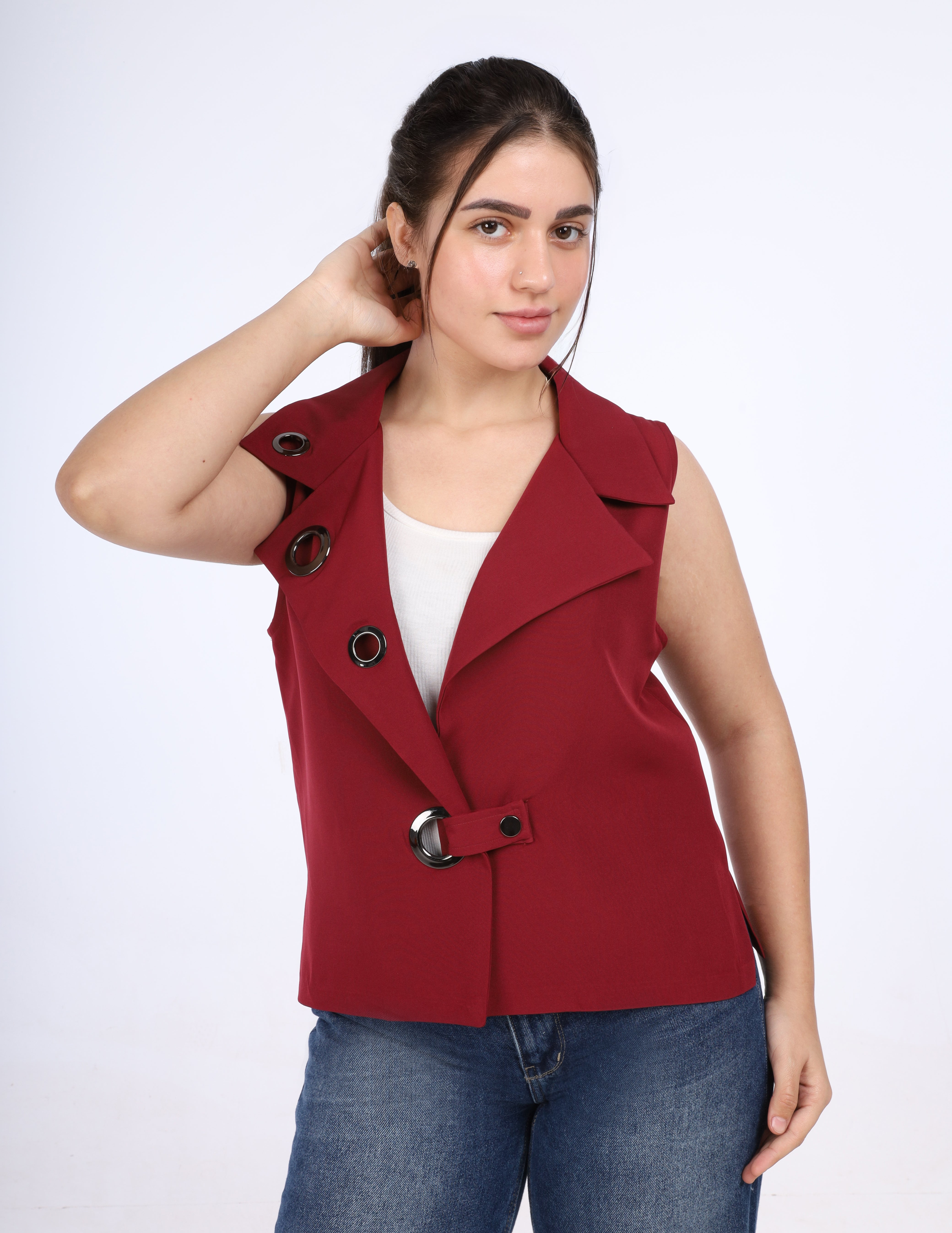 Sleeveless wrap vest w1631154