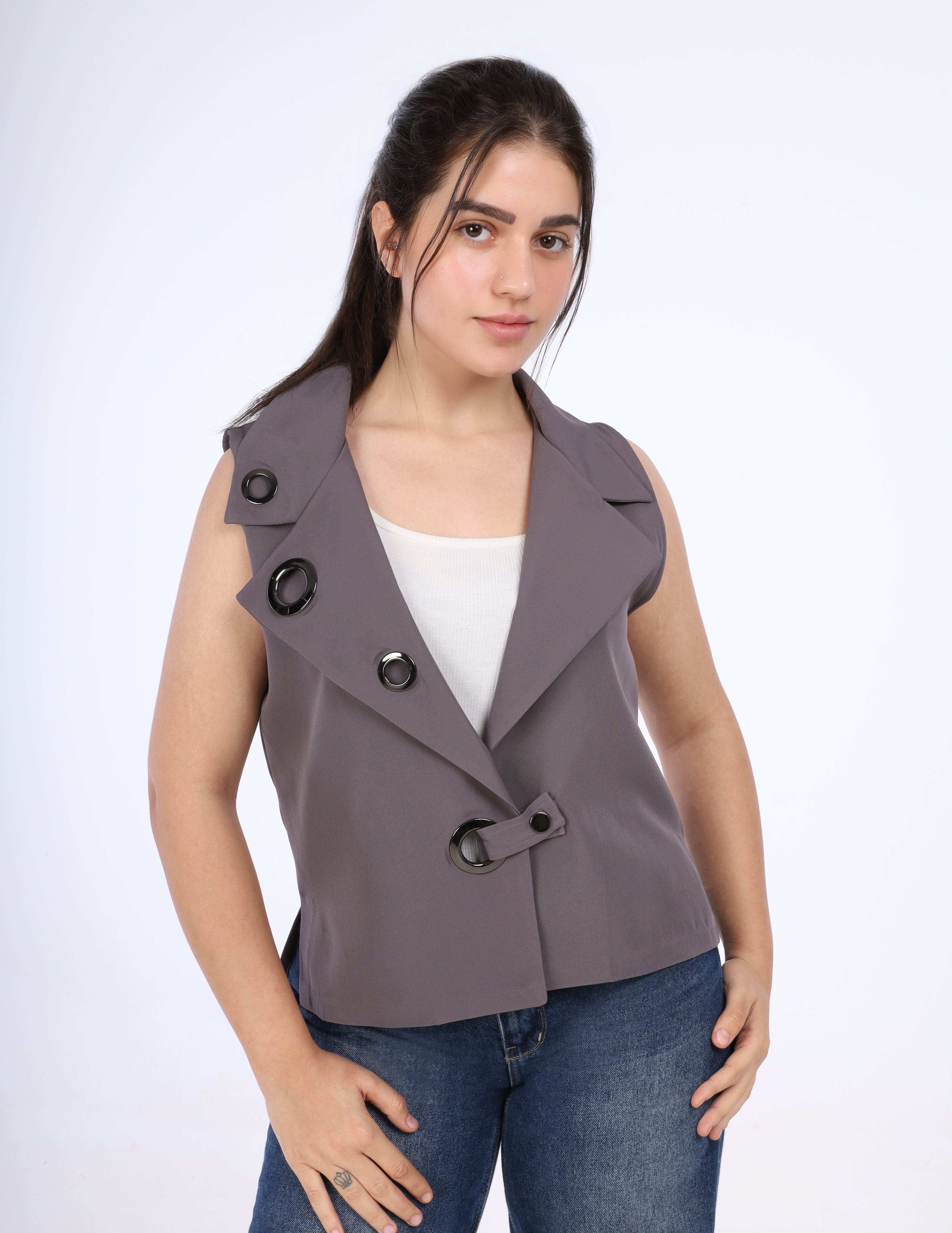 Sleeveless wrap vest w1631154