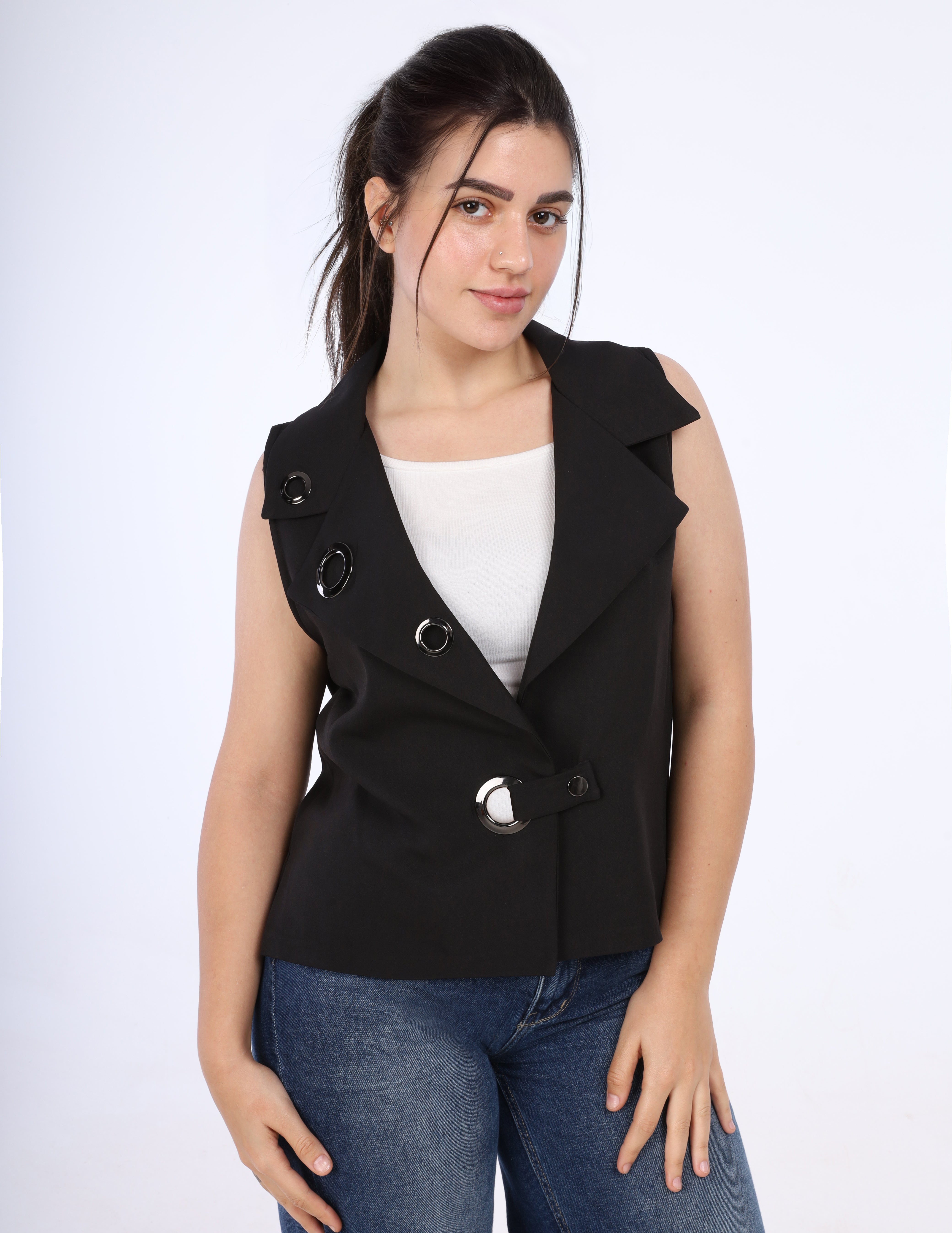 Sleeveless wrap vest w1631154