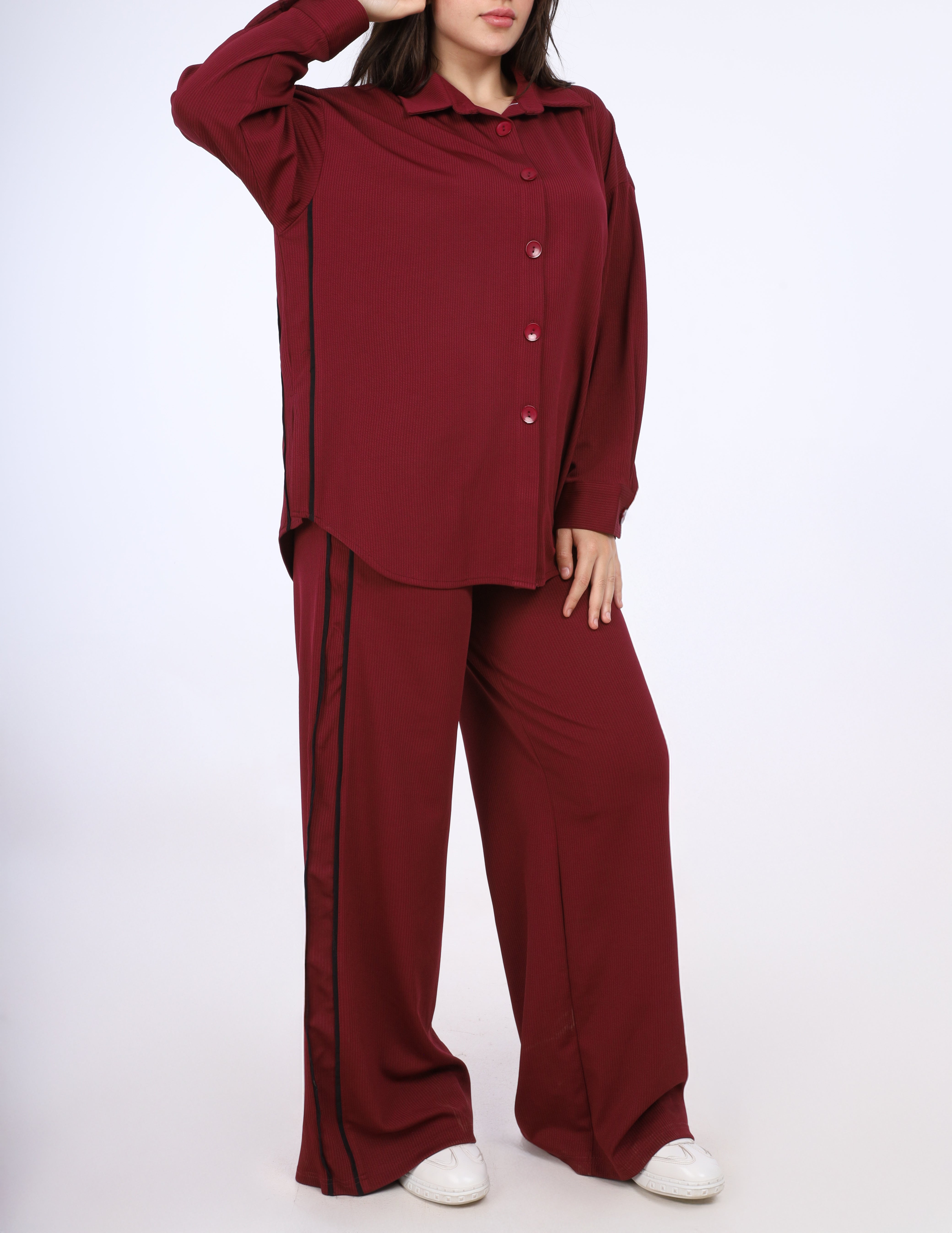 Matching Chemise & Wide-Leg Pants Set w1631191