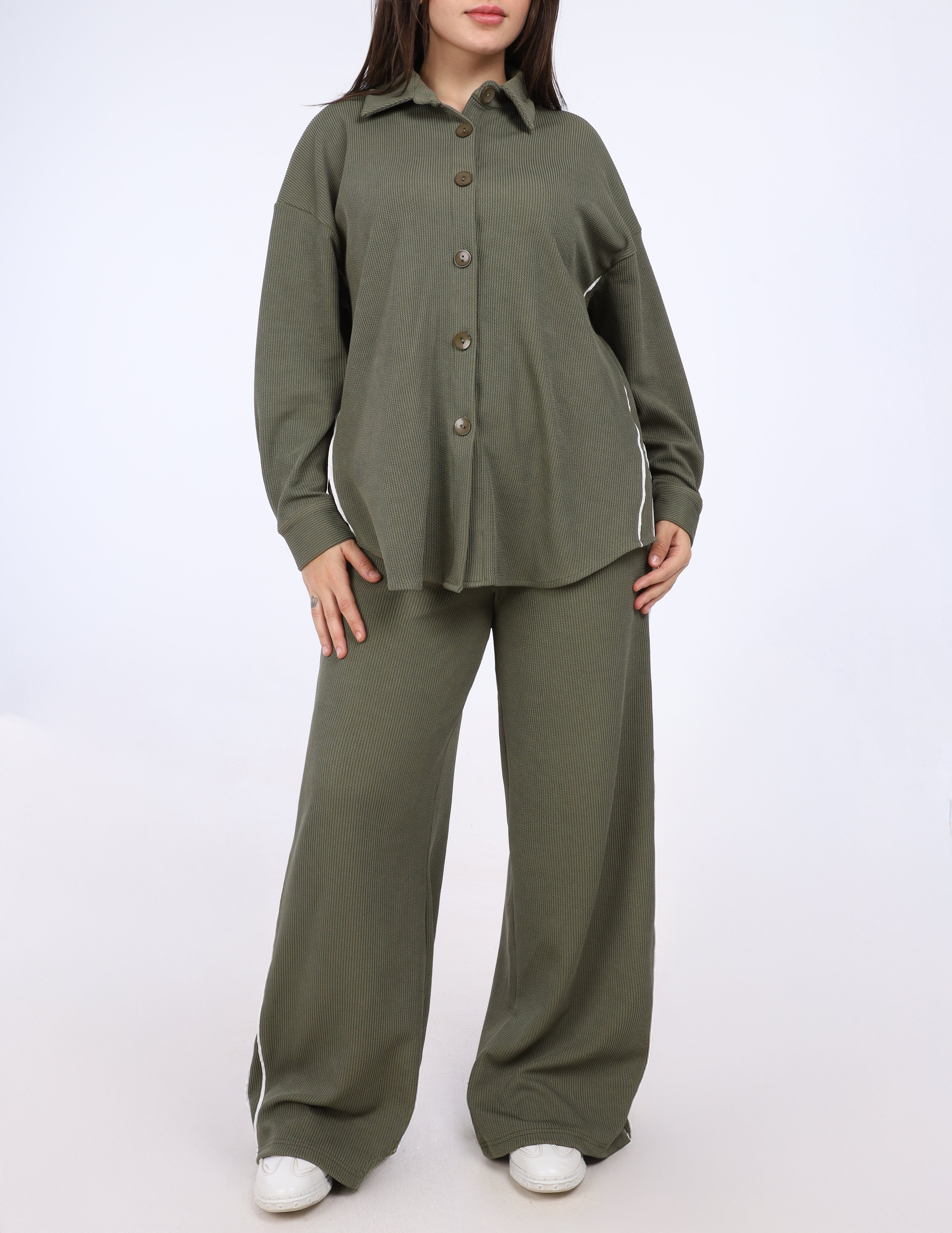 Matching Chemise & Wide-Leg Pants Set w1631191