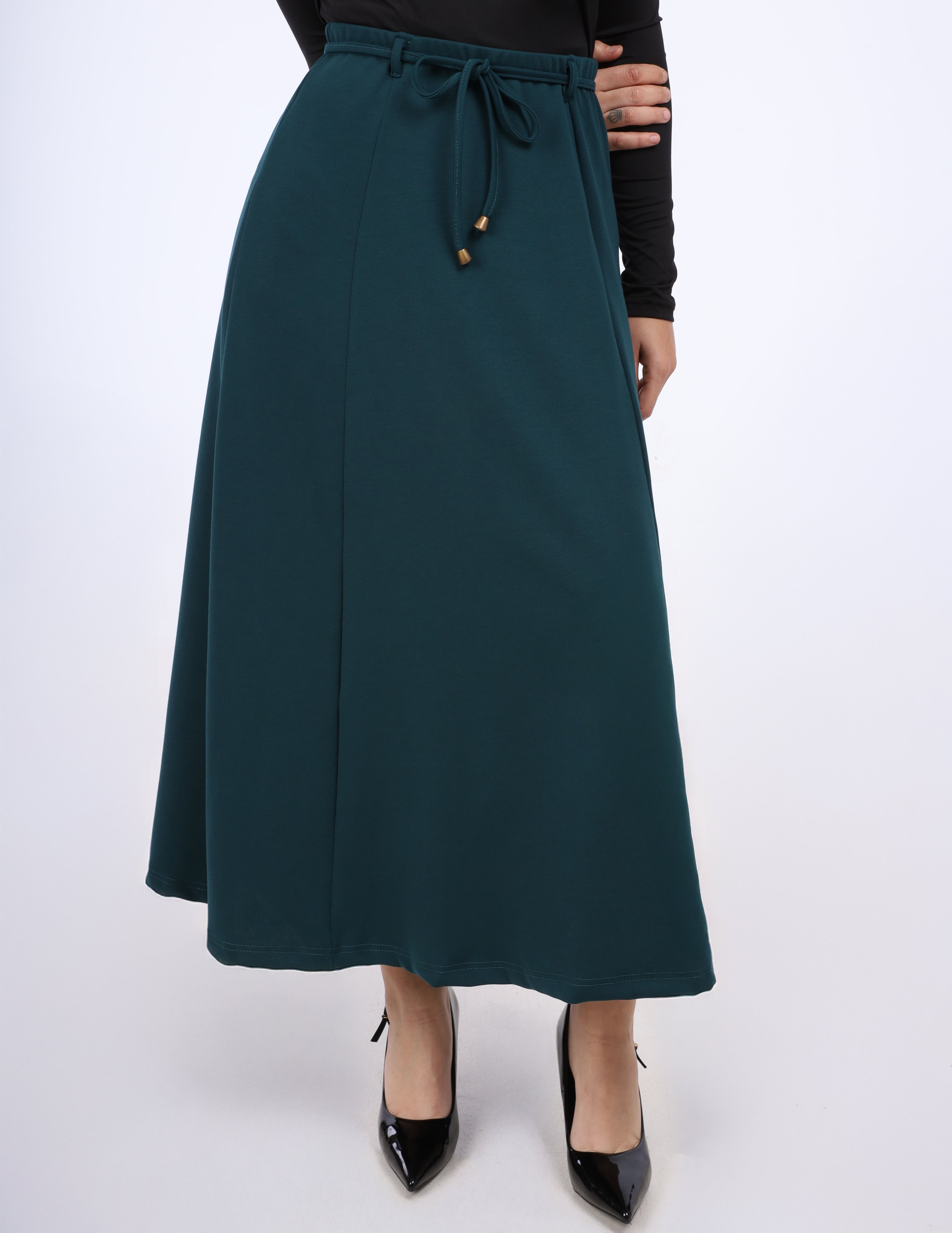 High Waisted Maxi Skirt with Drawstring w1631213